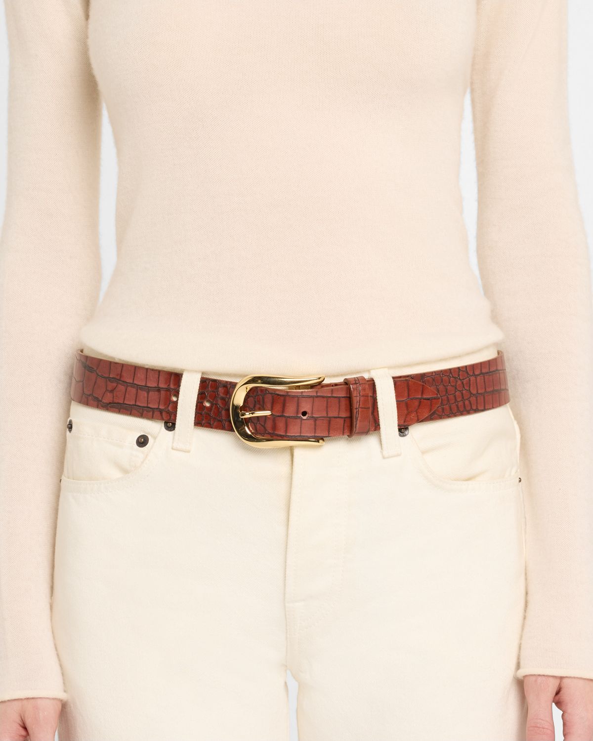 Streets Ahead Croc-Embossed Leather Belt