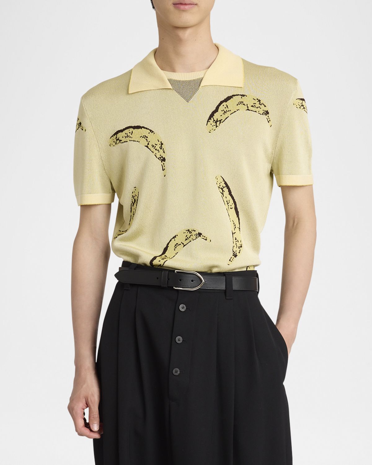 Jacquemus Men's Marino Banana Jacquard Polo Shirt