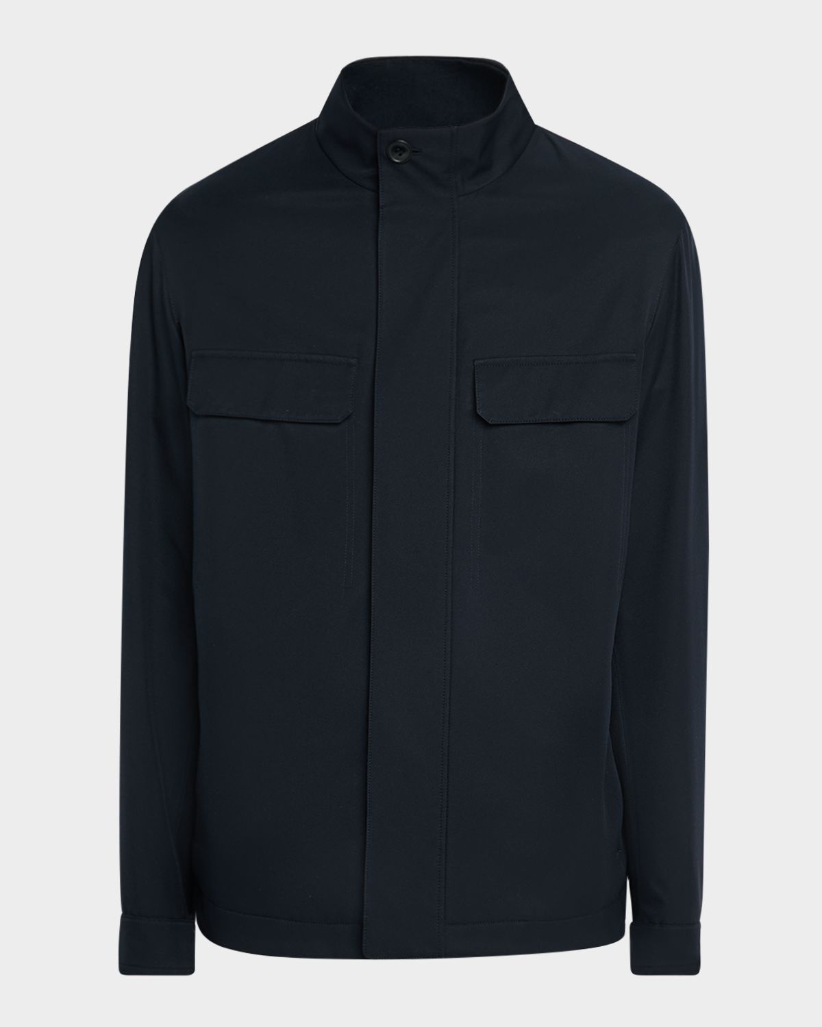 ZEGNA Men 's Solid Microfiber Overshirt