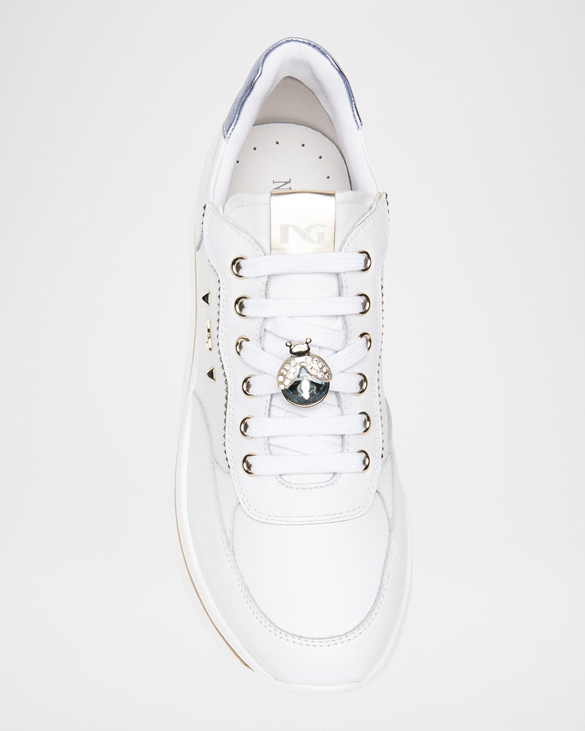 NeroGiardini Leather Jeweled Low-Top Sneakers | Thumbnail 5 NeroGiardini Leather Jeweled Low-Top Sneakers | Thumbnail 5