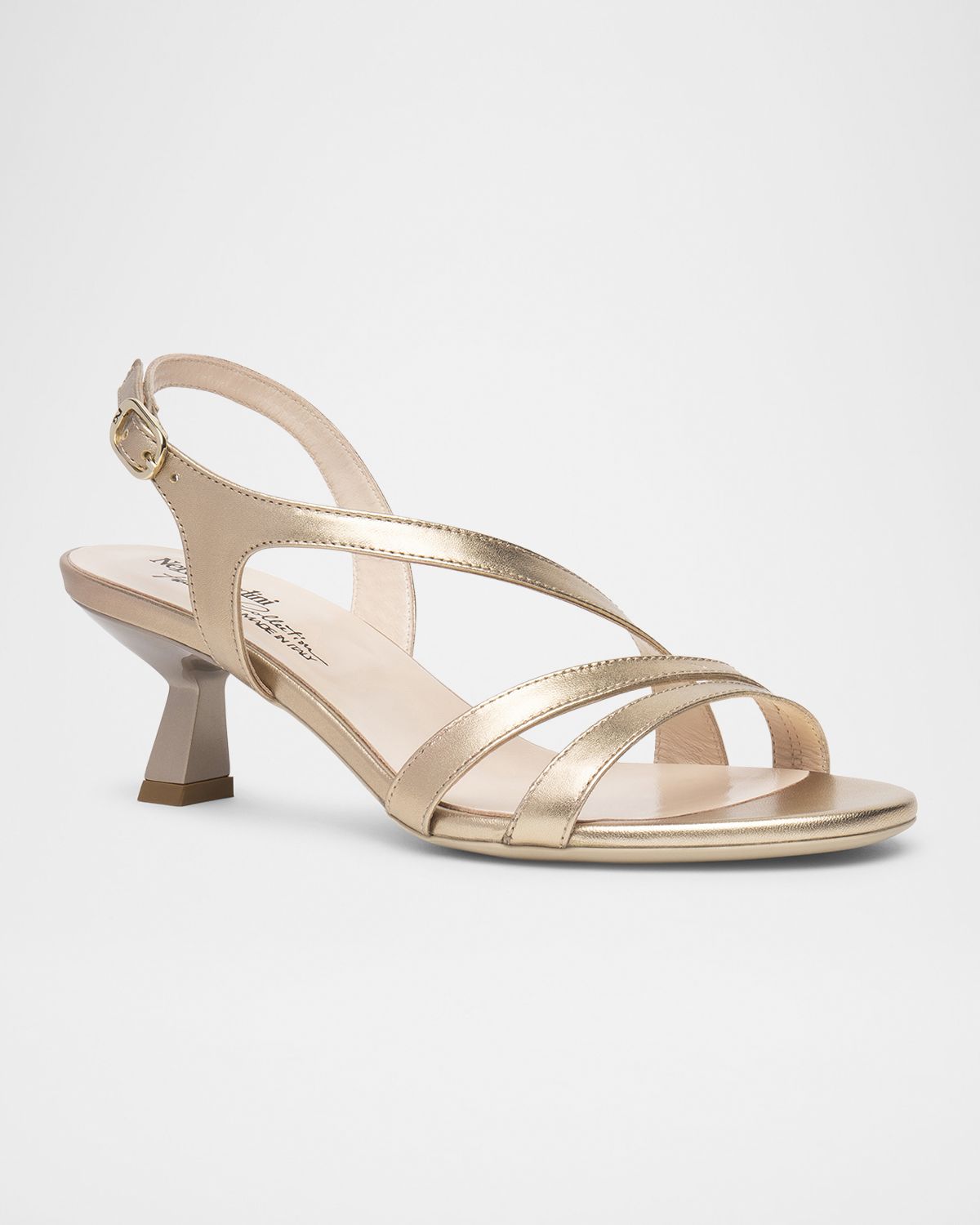 NeroGiardini Strappy Metallic Kitten-Heel Sandals