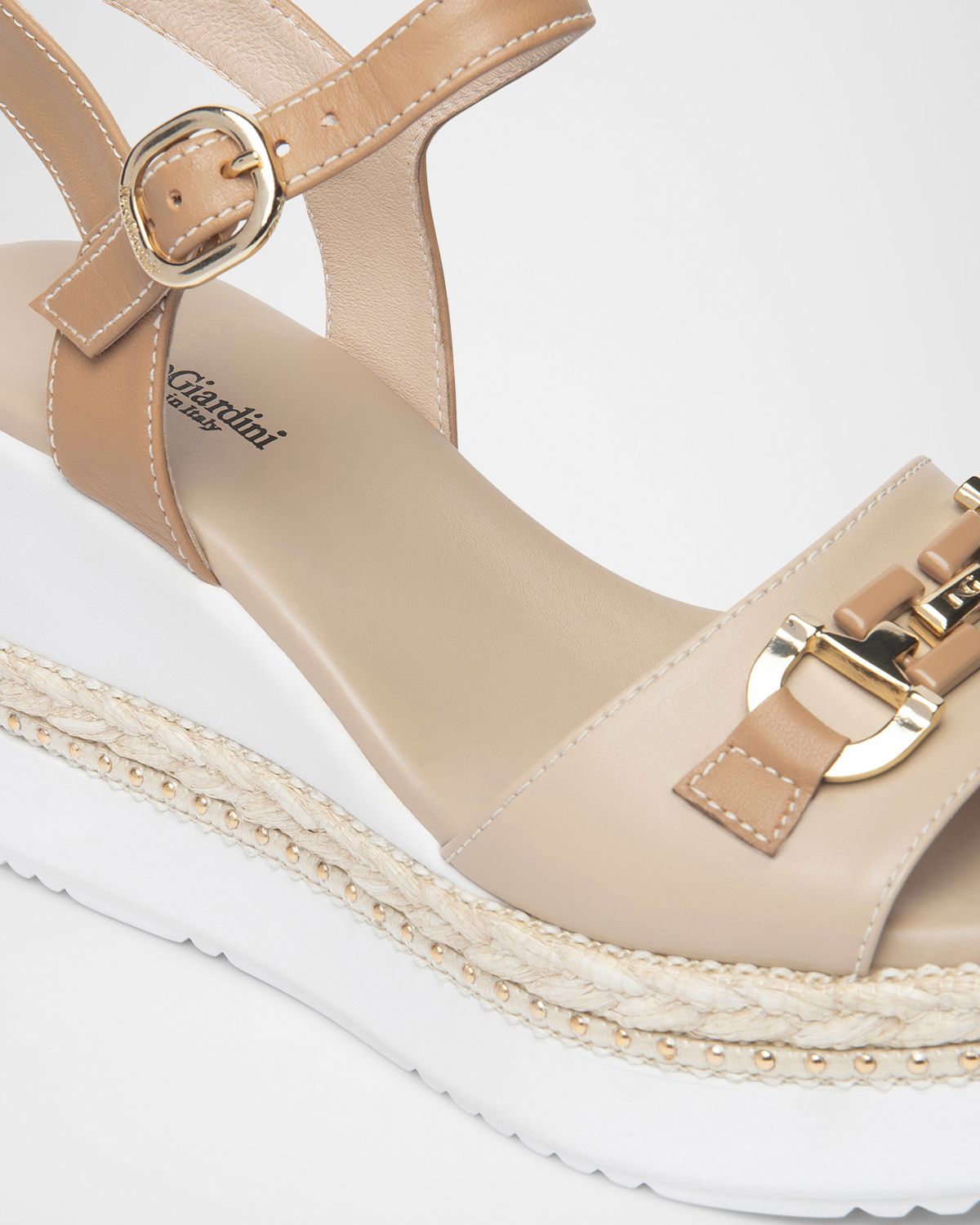 NeroGiardini Leather Horsebit Roped Platform Wedge Sandals | Thumbnail 4