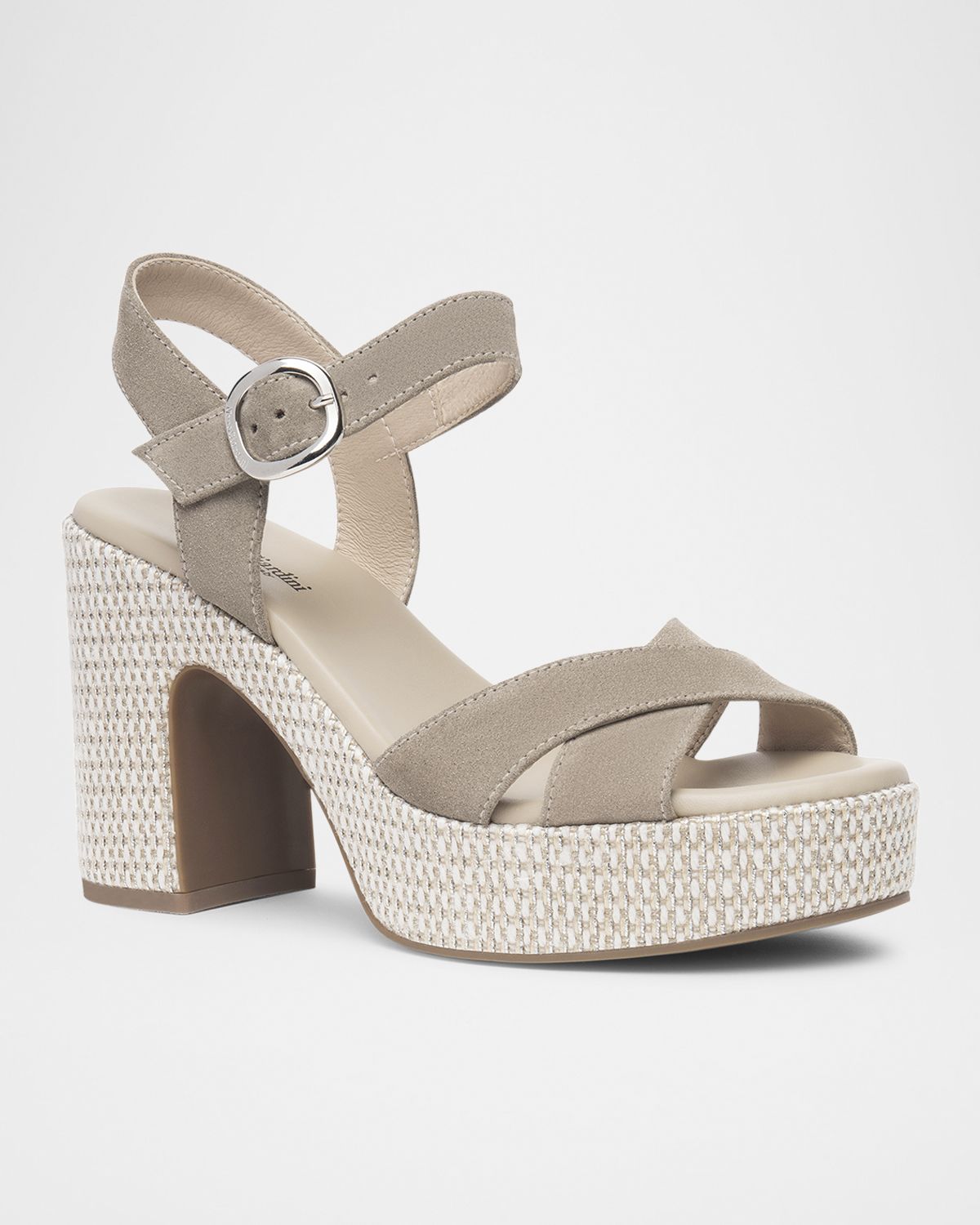 NeroGiardini Suede Criss-Cross Strap Woven Platform Sandals | Thumbnail 2 NeroGiardini Suede Criss-Cross Strap Woven Platform Sandals | Thumbnail 2