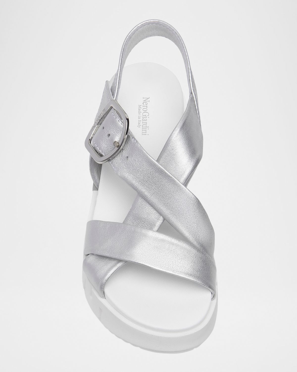 NeroGiardini Metallic Crisscross Wedge Platform Sandals | Thumbnail 5