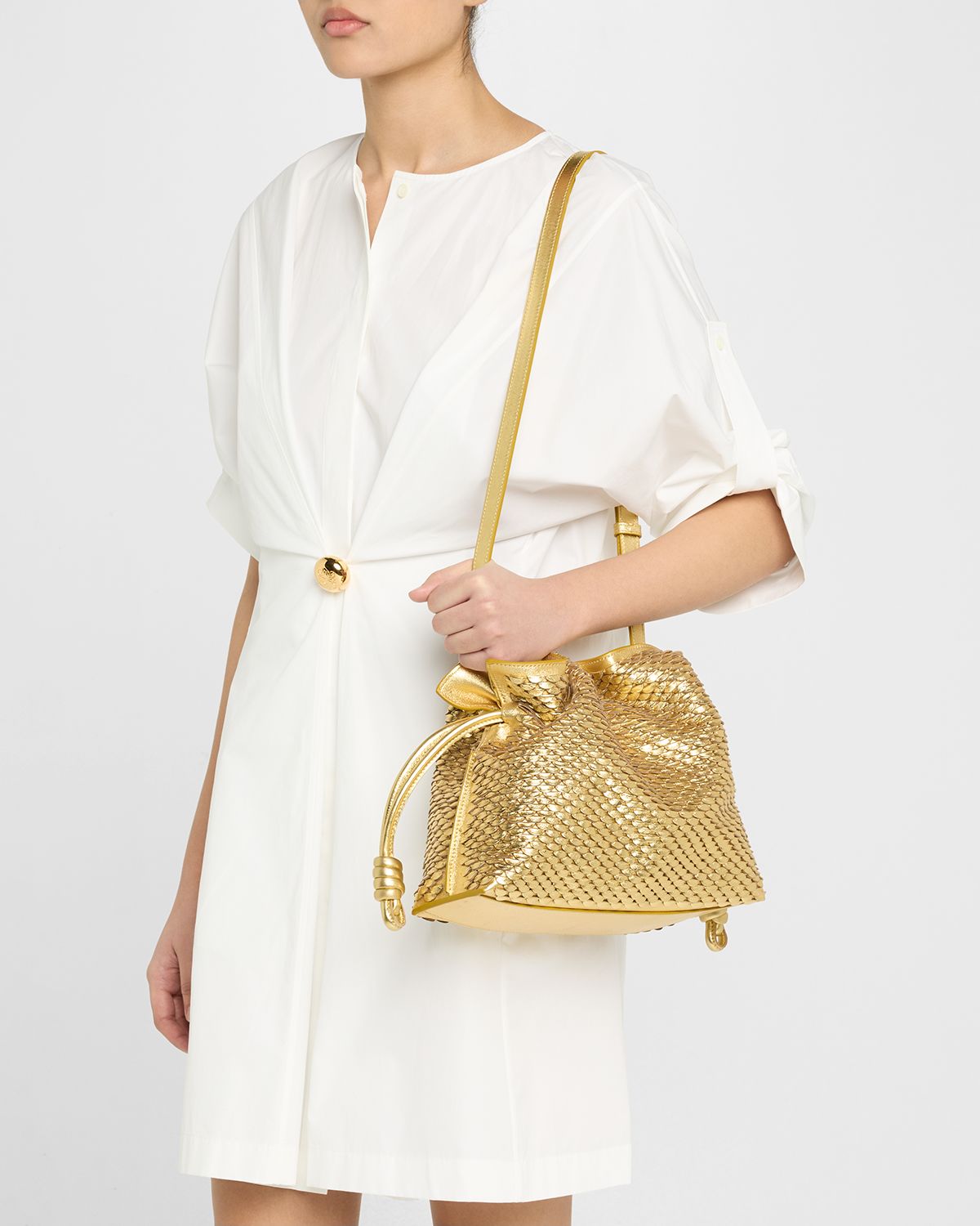 Loewe Flamenco Clutch Bag in Scales Metallic Leather