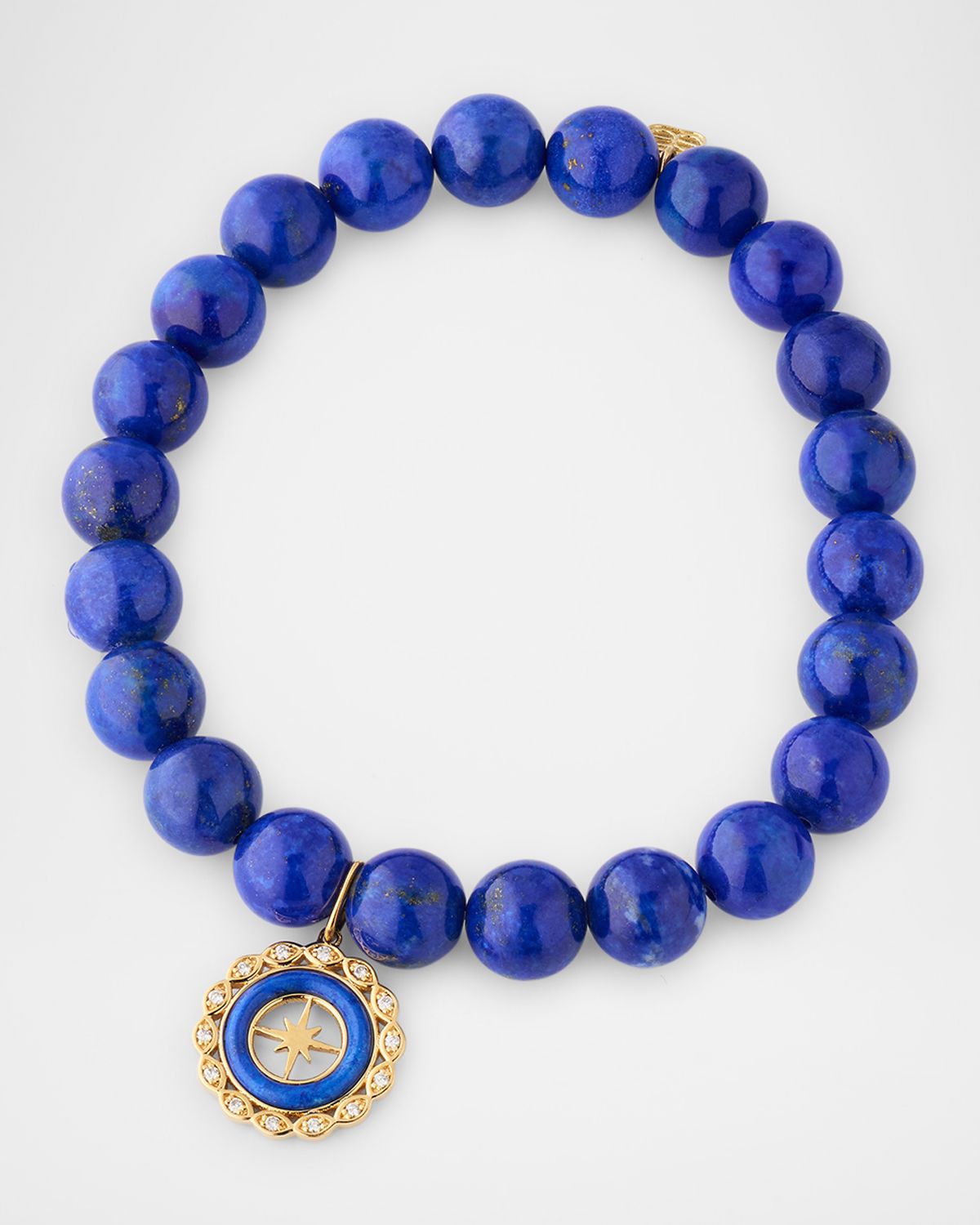 Sydney Evan Lapis Bead Bracelet with Small Diamond Starburst Stone Charm
