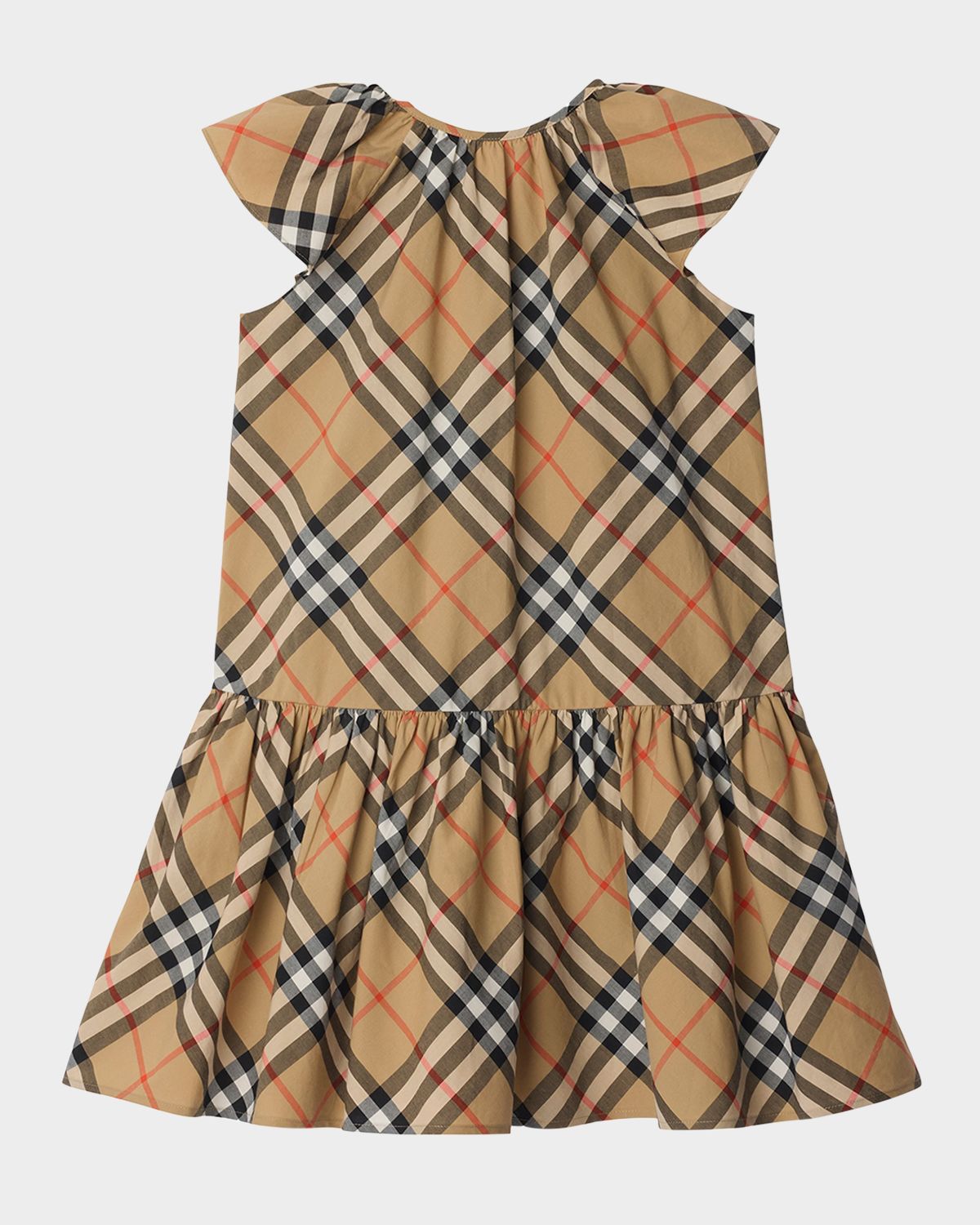 Burberry Girl 's Talley Cotton Check Drop-Waist Dress, Size 3-1
