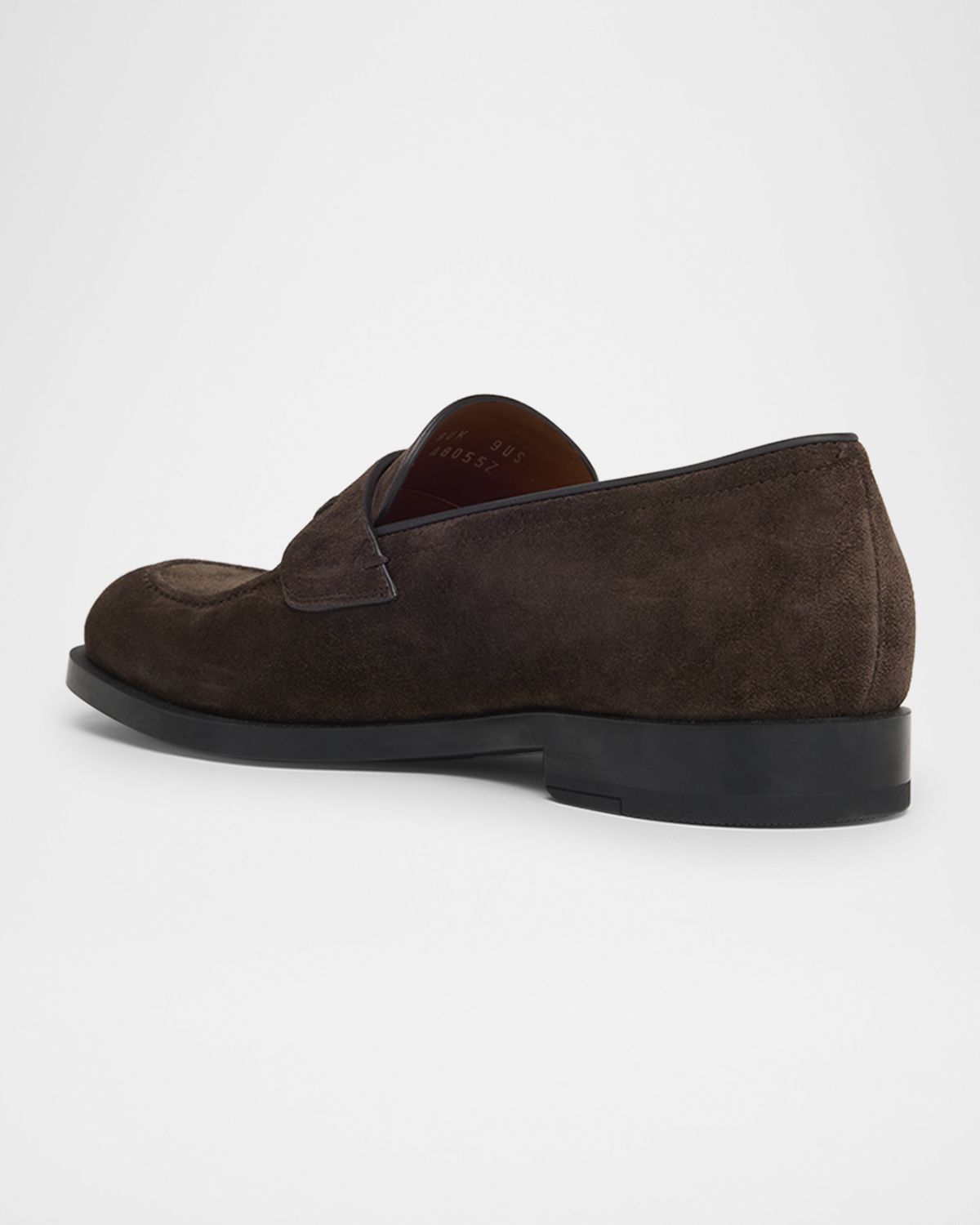 ZEGNA Men 's Suede Rubber-Sole Penny Loafers