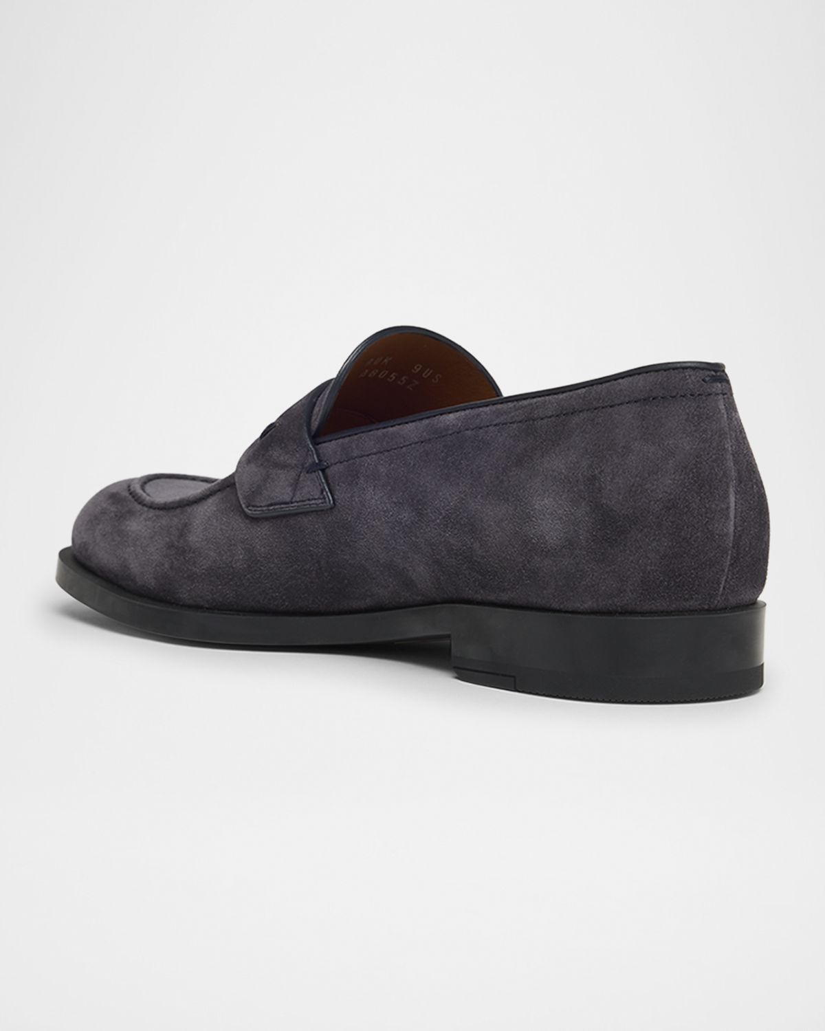ZEGNA Men 's Suede Rubber-Sole Penny Loafers