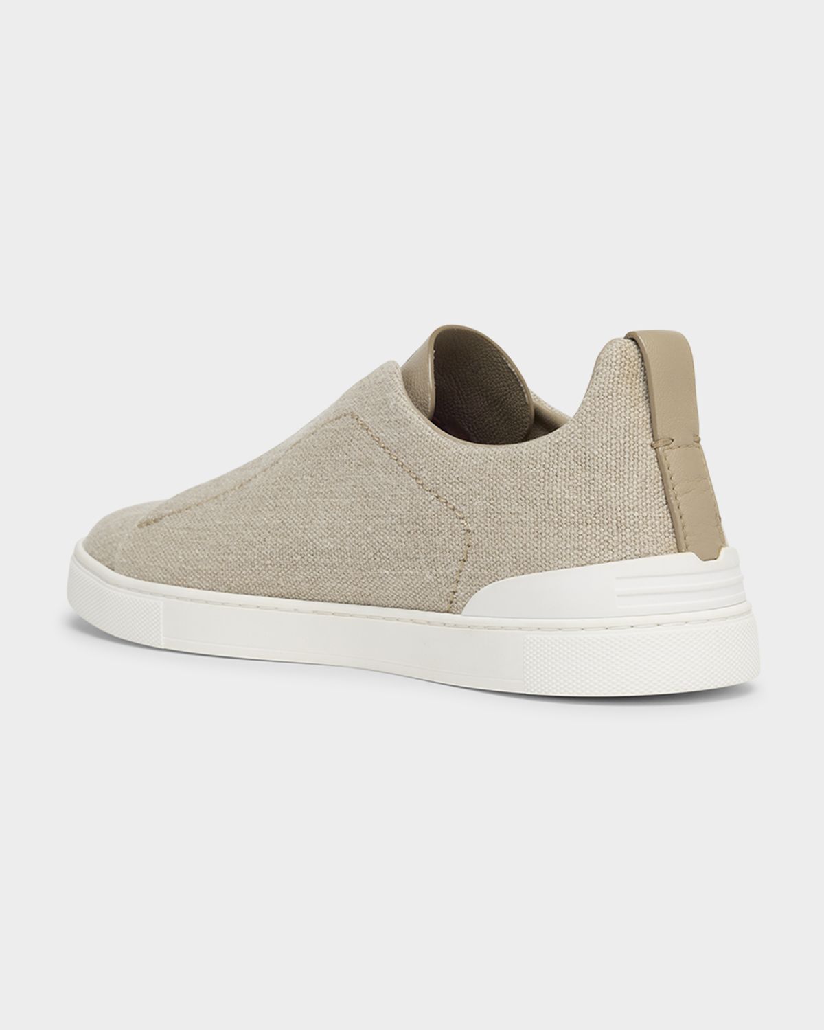 ZEGNA Men 's Triple Stitch Linen Slip-On Sneakers