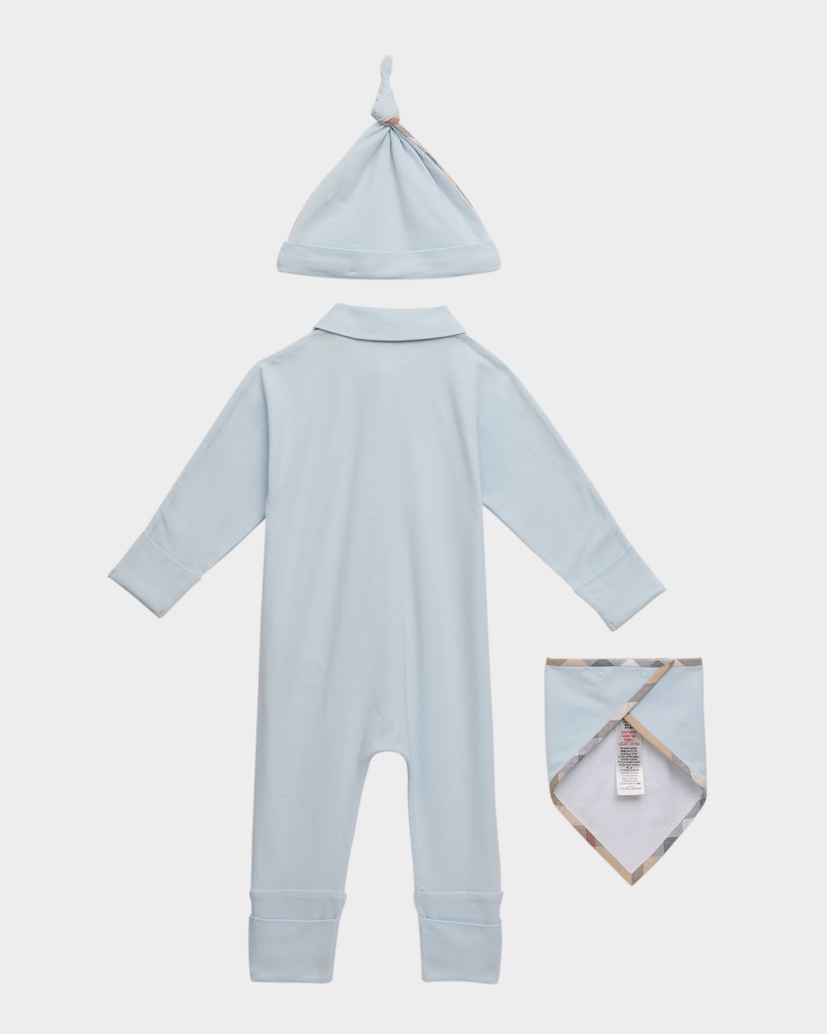 Burberry Boy's Hamilton Footie, Bib, and Hat Gift Set, Size 1M-12M