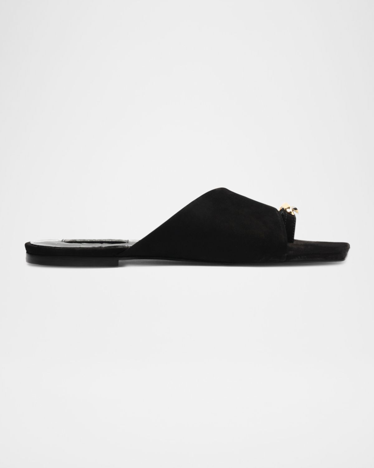 Schutz Jodies Golden Toe-Post Suede Flat Sandals