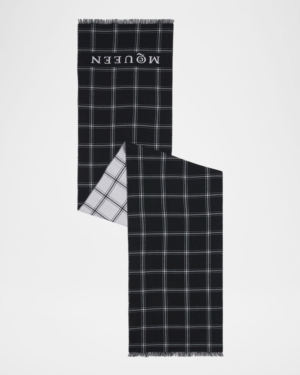 McQueen Men 's Wool Logo Check Scarf