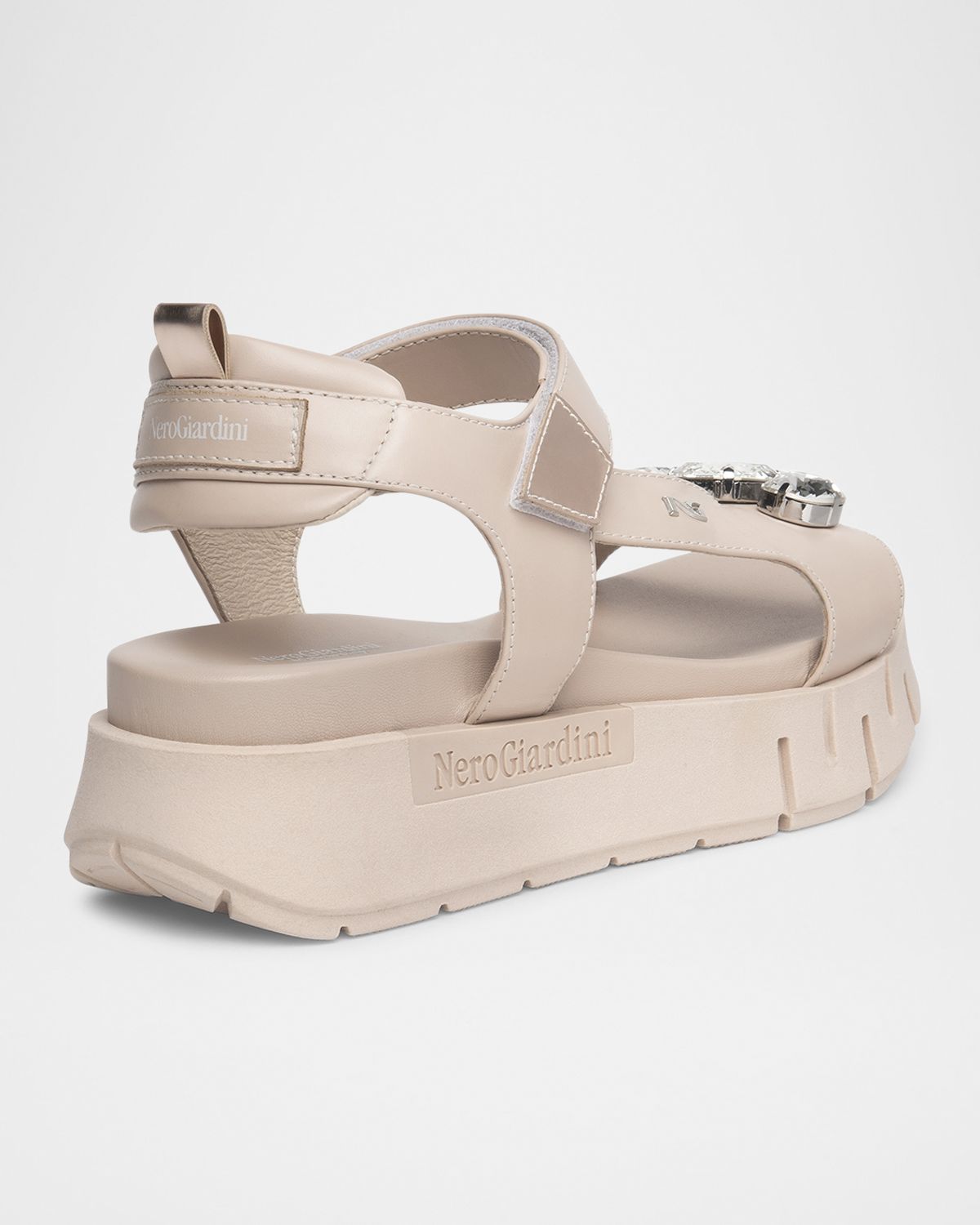 NeroGiardini Stone Embellished Leather Sandals | Thumbnail 3