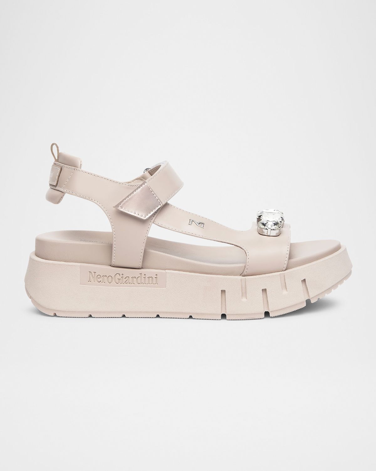 NeroGiardini Stone Embellished Leather Sandals