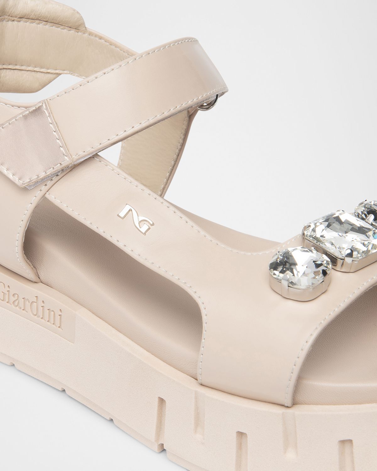 NeroGiardini Stone Embellished Leather Sandals | Thumbnail 4
