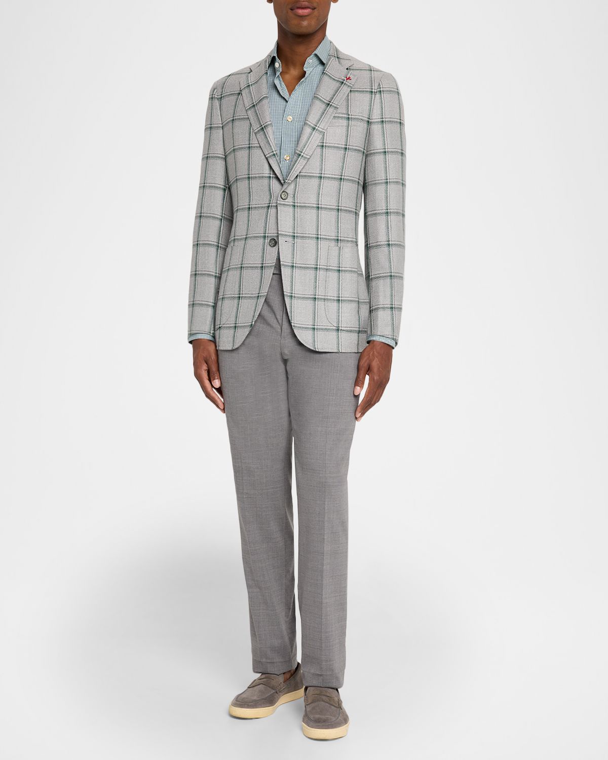 Isaia Men 's Windowpane Sport Coat