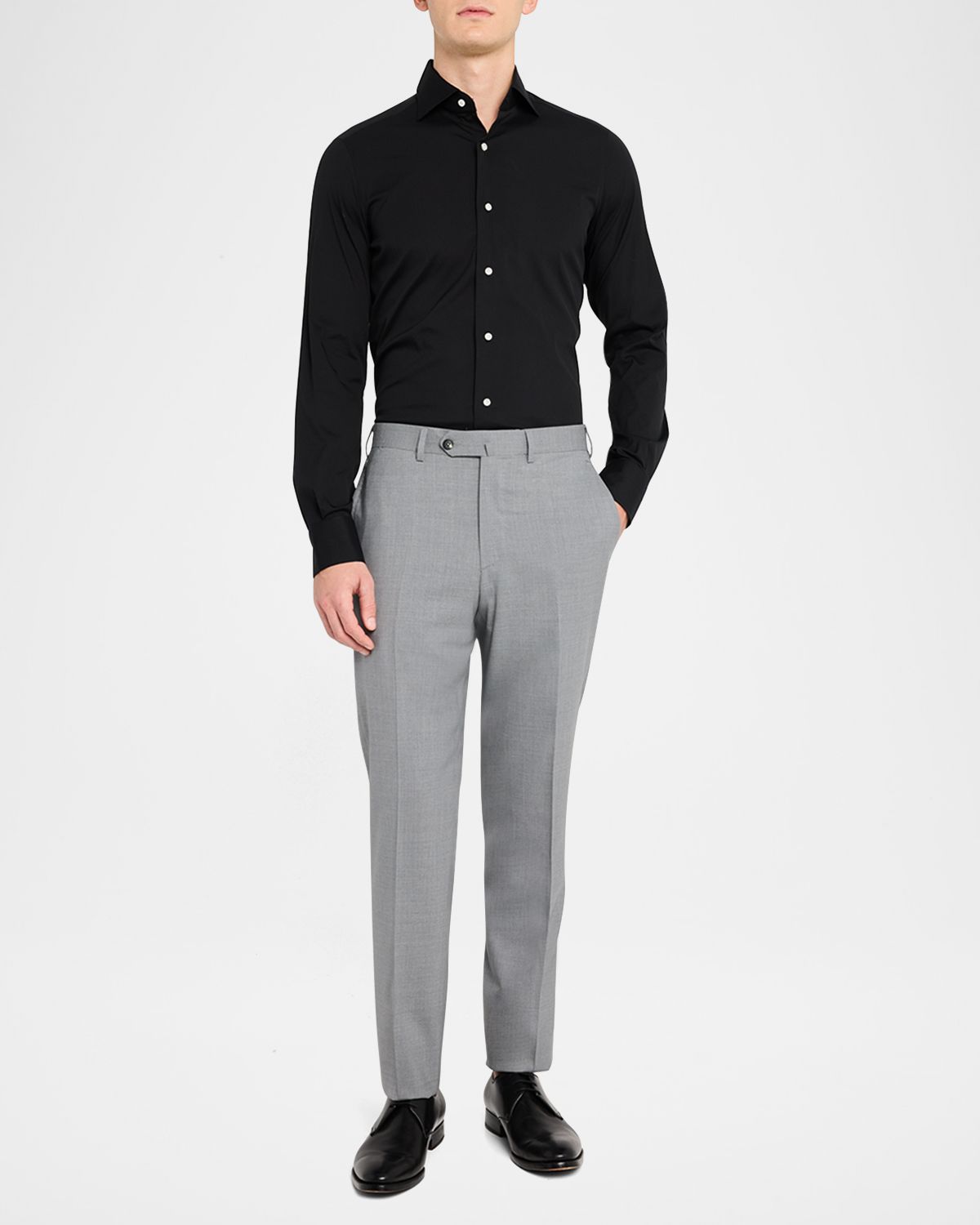 Isaia Men 's Wool Flat Front Pants
