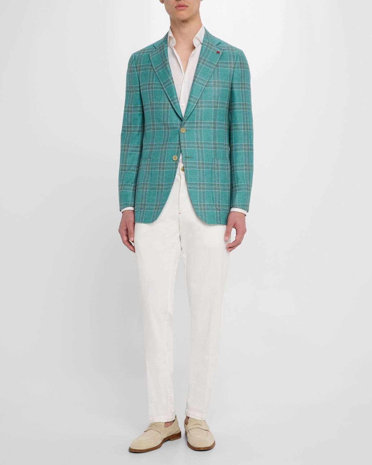 Isaia Men 's Silk-Cashmere Plaid Sport Coat