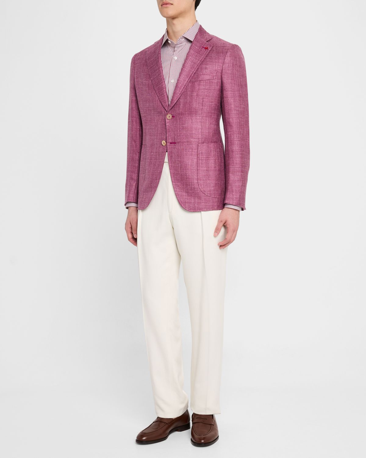 Isaia Men 's Textured Wool-Blend Blazer