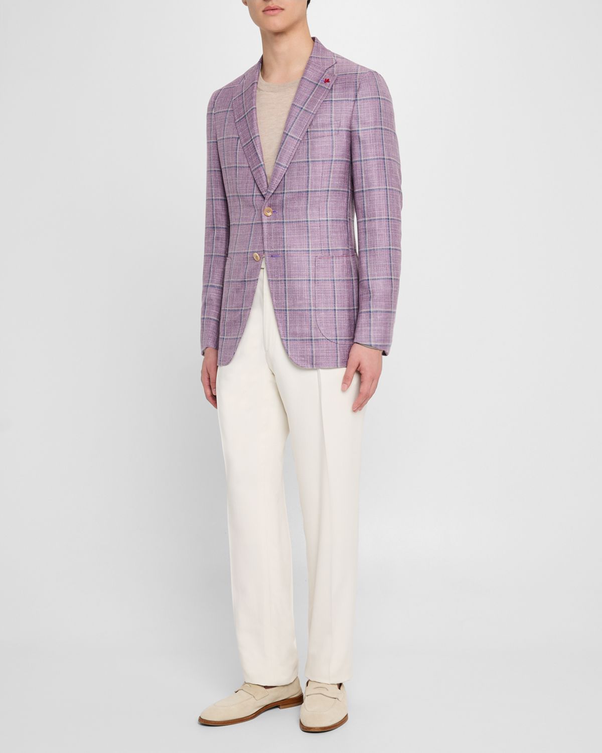 Isaia Men 's Windowpane Sport Coat