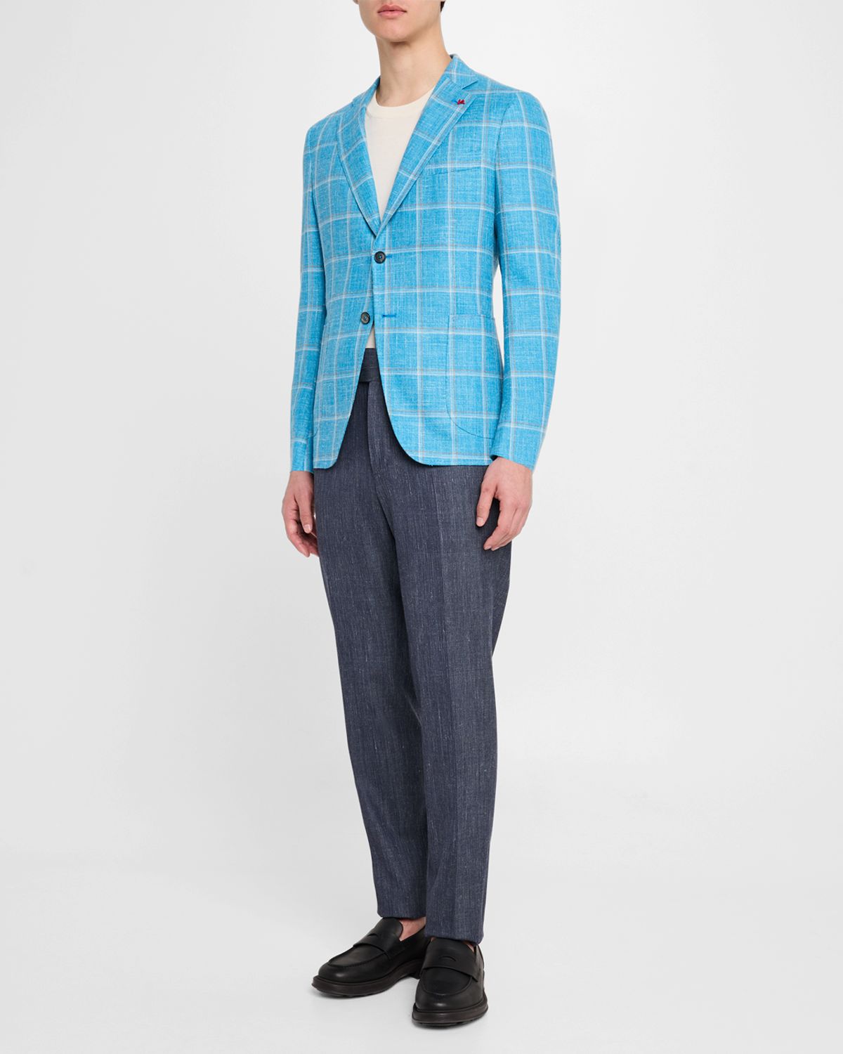 Isaia Men 's Windowpane Sport Coat