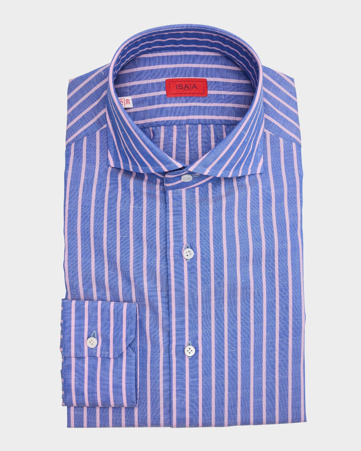 Isaia Men 's Cotton and Linen Stripe Dress Shirt