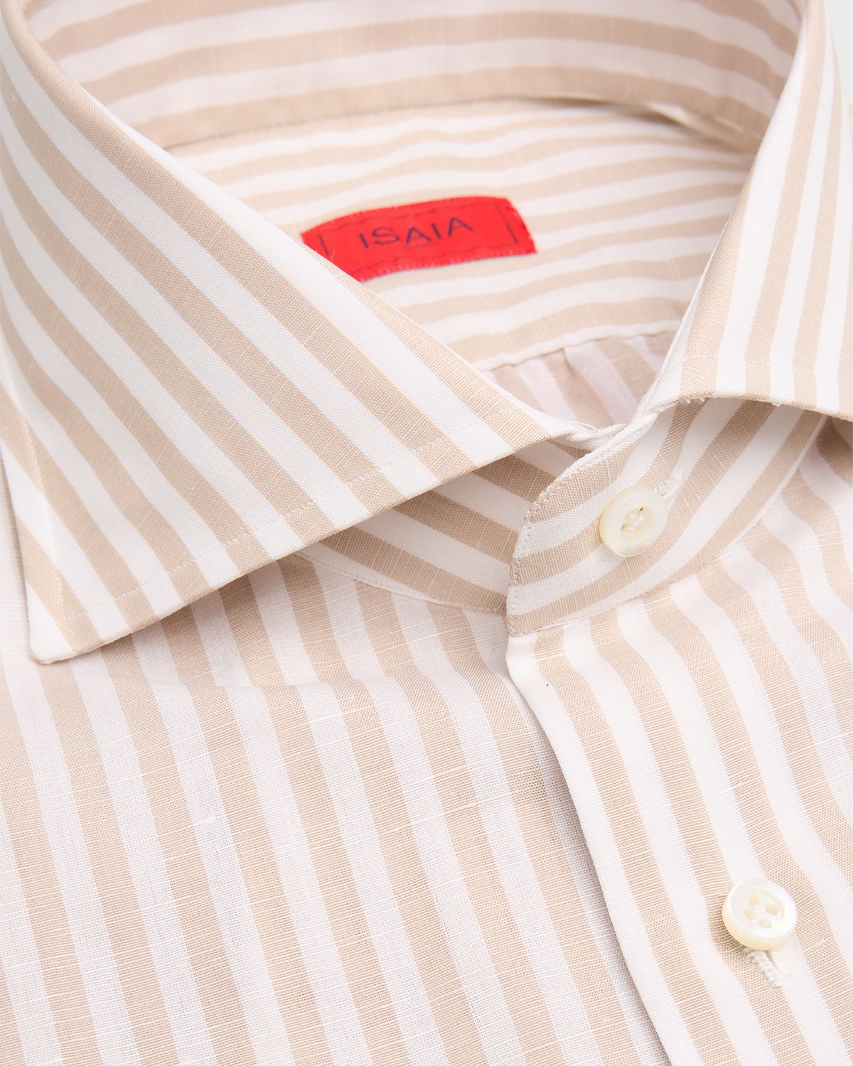 Isaia Men 's Cotton and Linen Bengal Stripe Dress Shirt