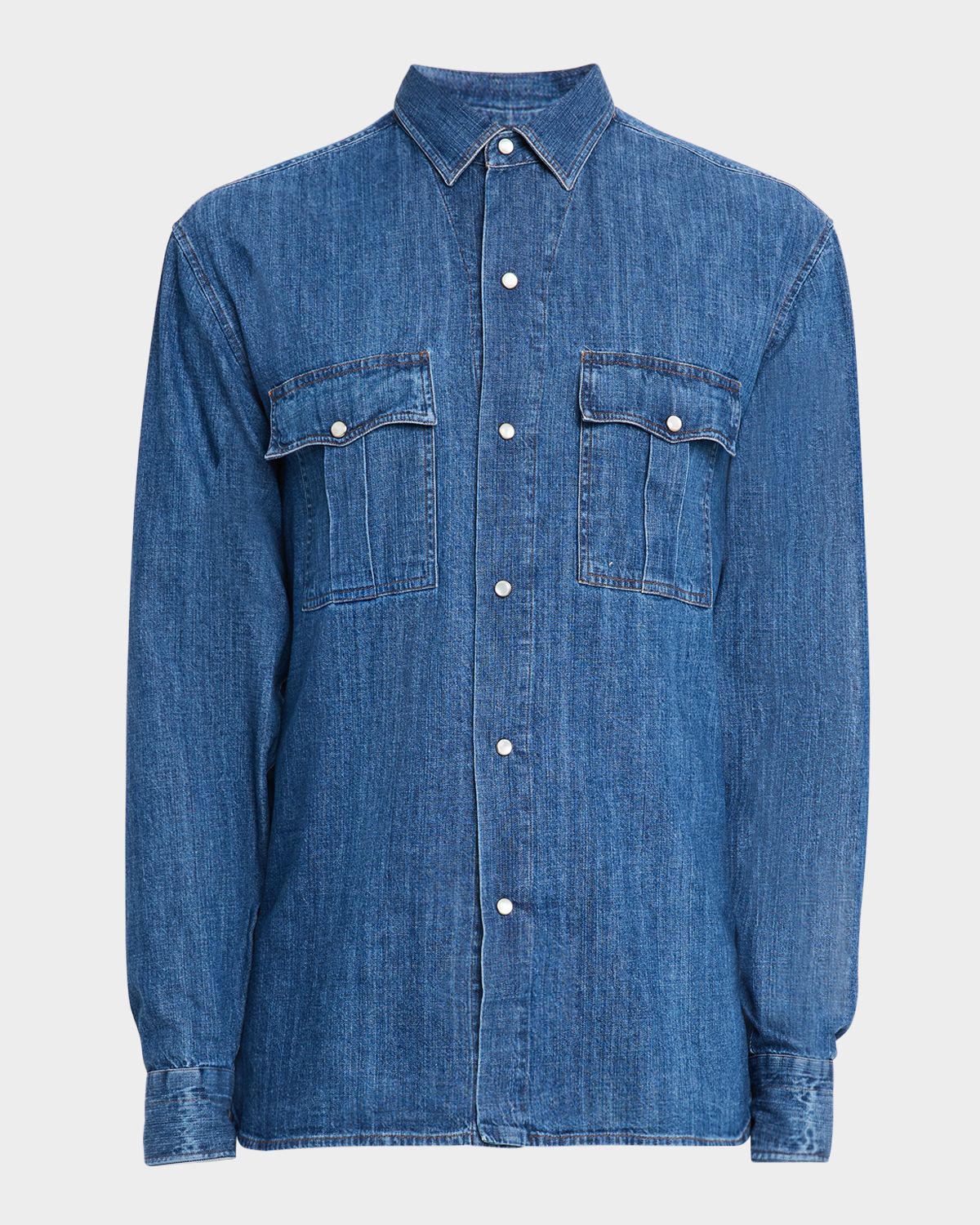 Isaia Men 's Denim Western Shirt