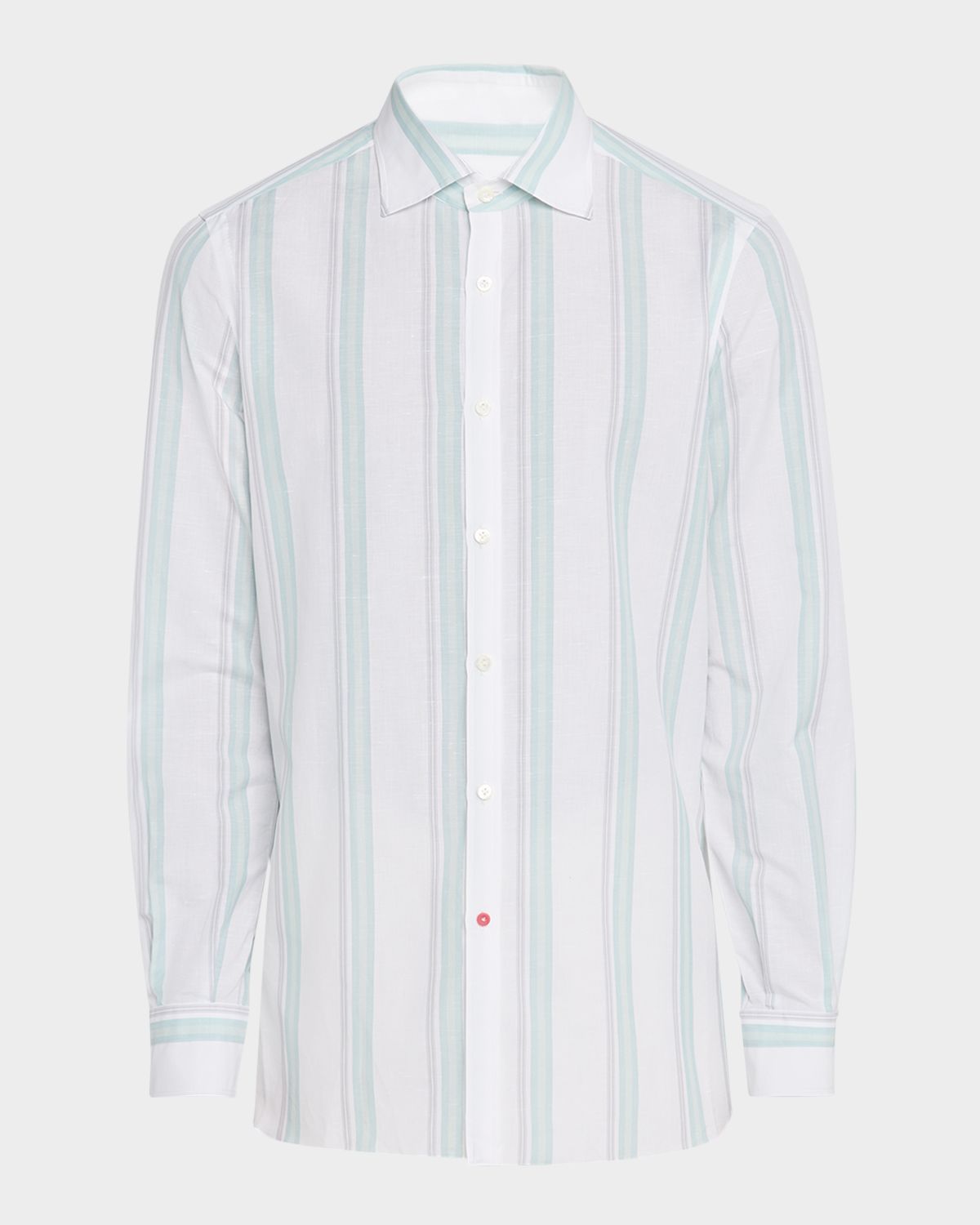 Isaia Men 's Cotton and Linen Stripe Casual Button-Down Shirt