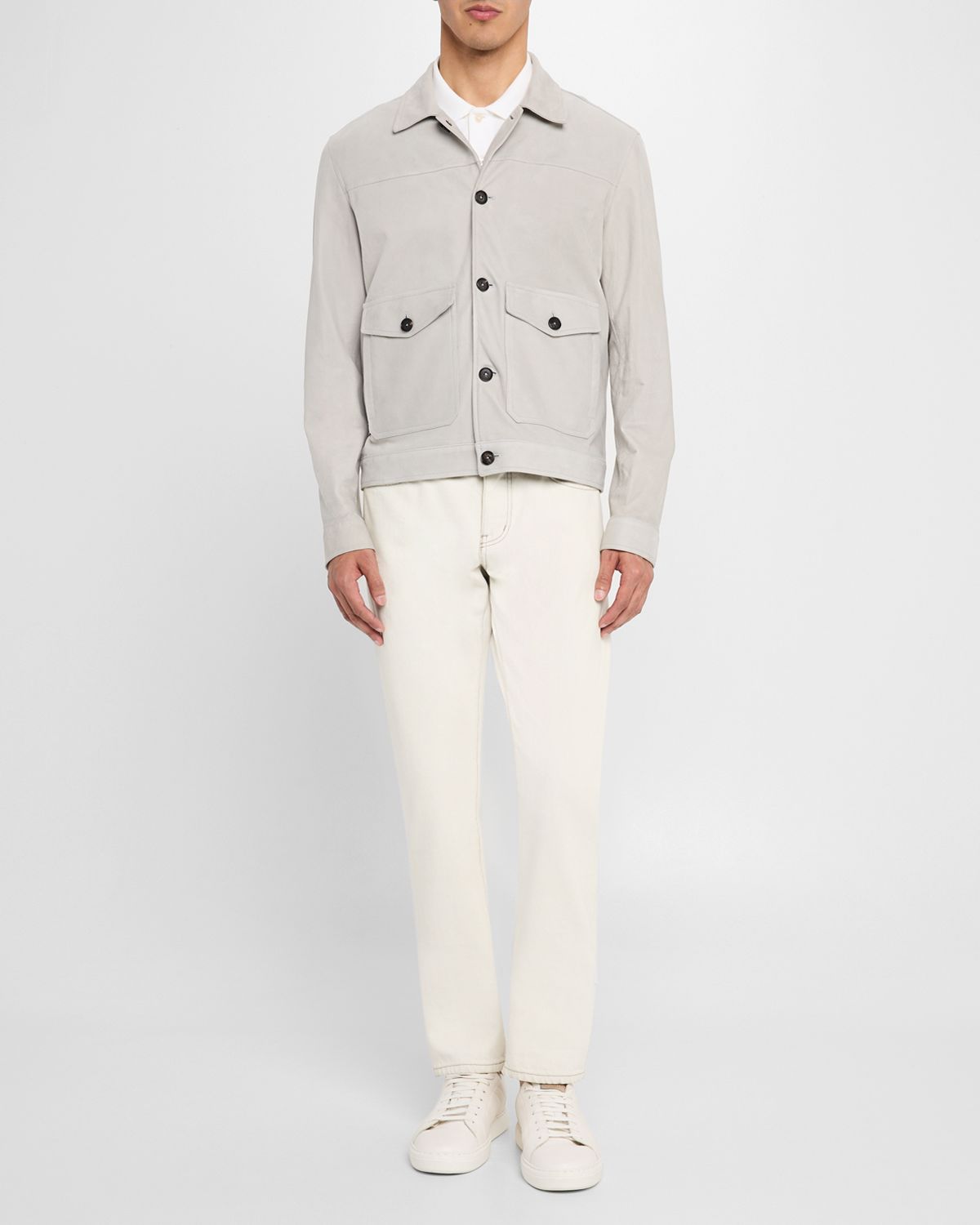 Isaia Men 's Suede Button-Front Blouson