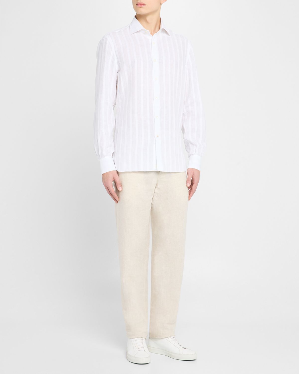 Isaia Men 's Tonal Stripe Sport Shirt