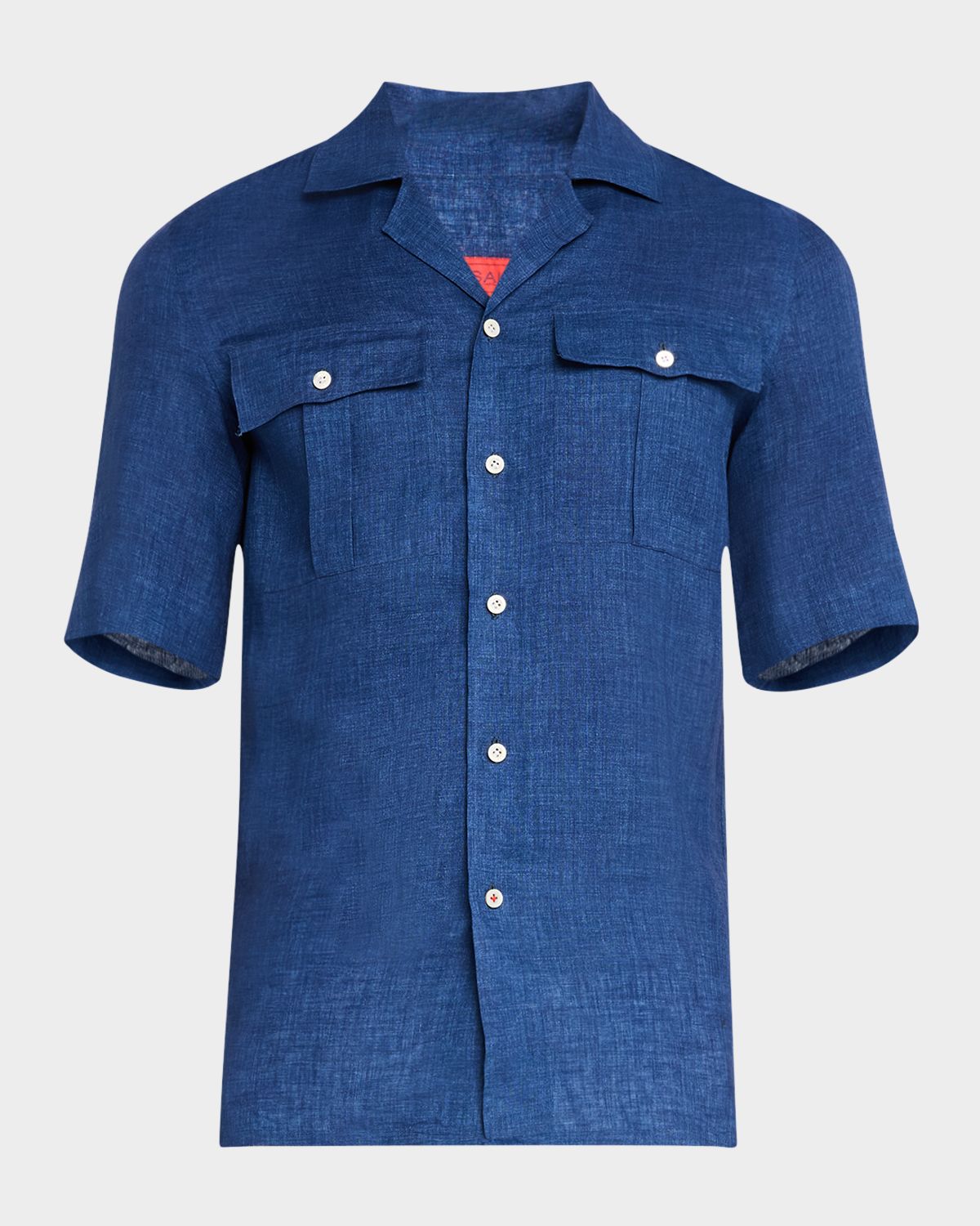 Isaia Men 's Linen Two-Pocket Camp Shirt