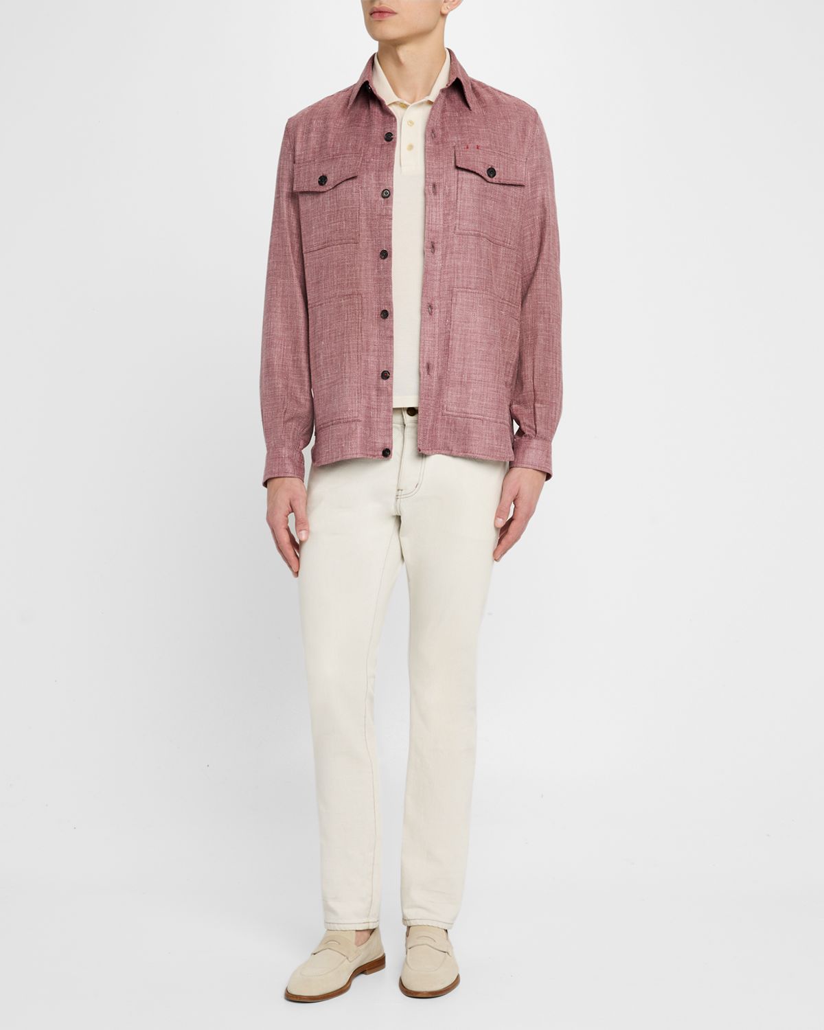 Isaia Men 's Melange Textured Overshirt