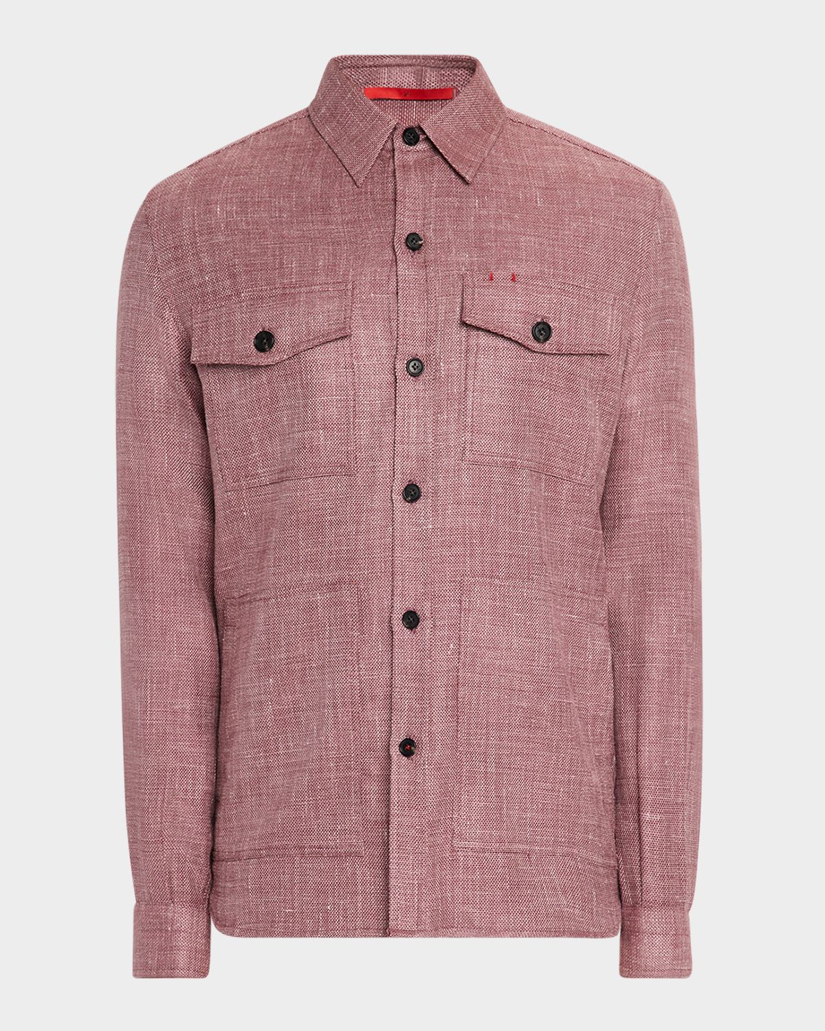Isaia Men 's Melange Textured Overshirt