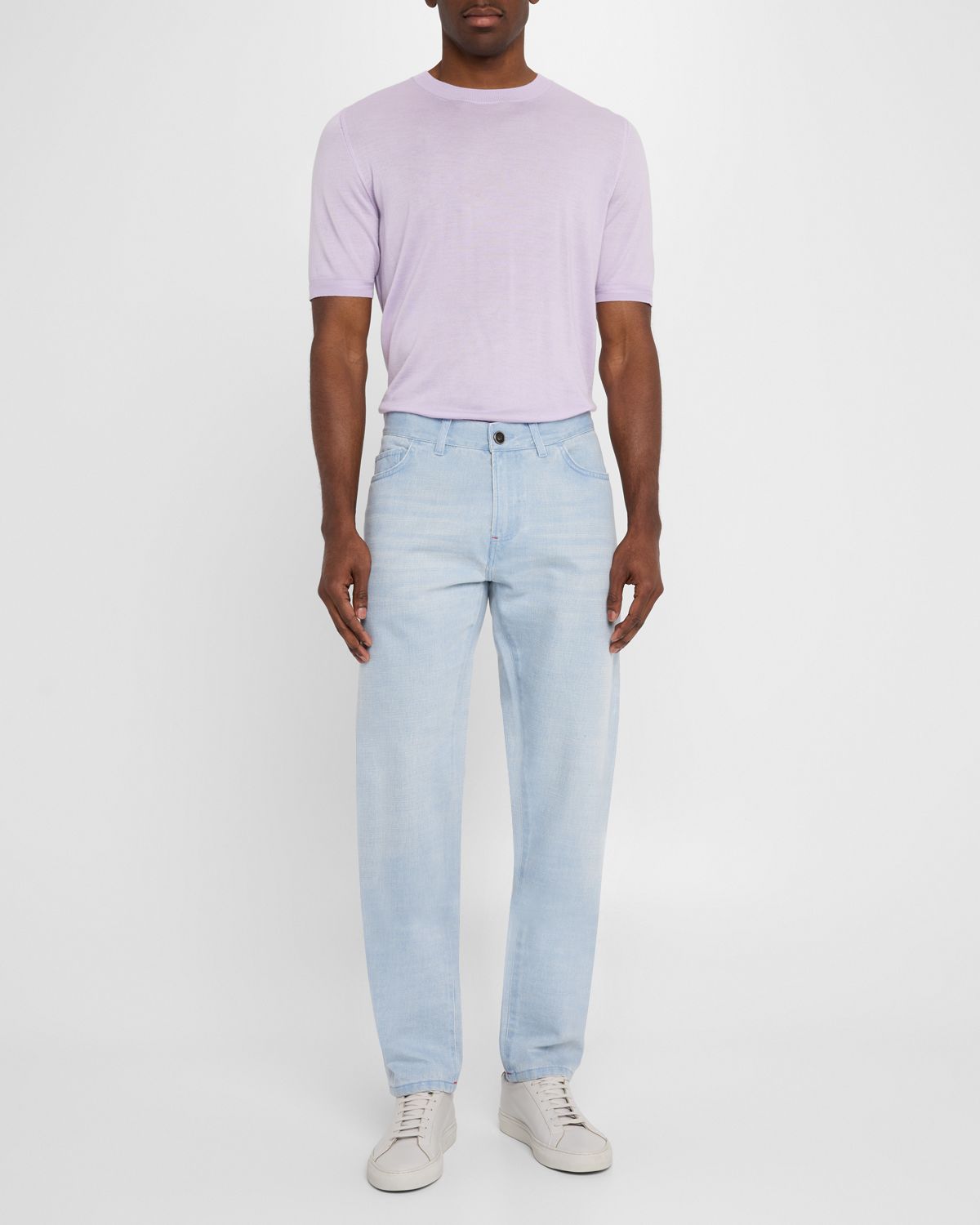 Isaia Men 's Luxe Crew Knit Shirt