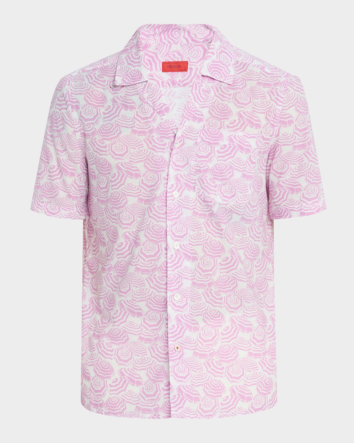 Isaia Men 's Cotton Umbrella-Print Camp Shirt