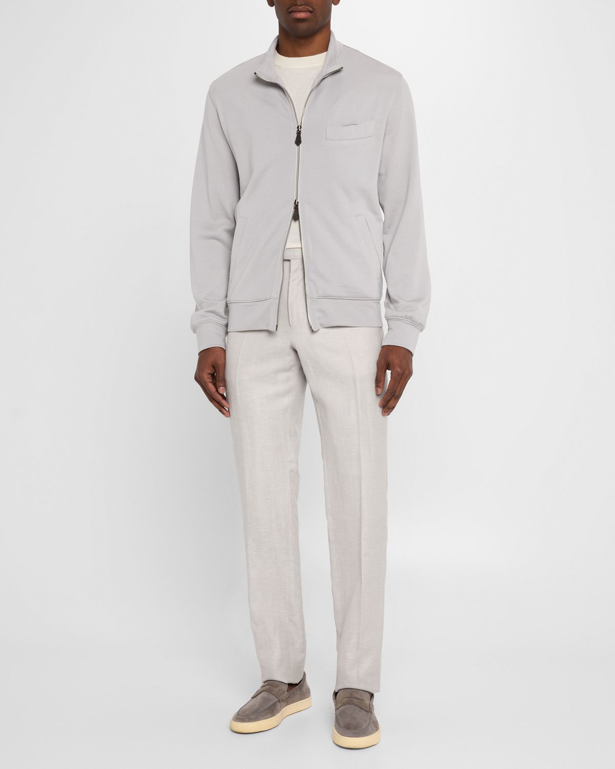 Isaia Men 's Full-Zip Knit Track Jacket