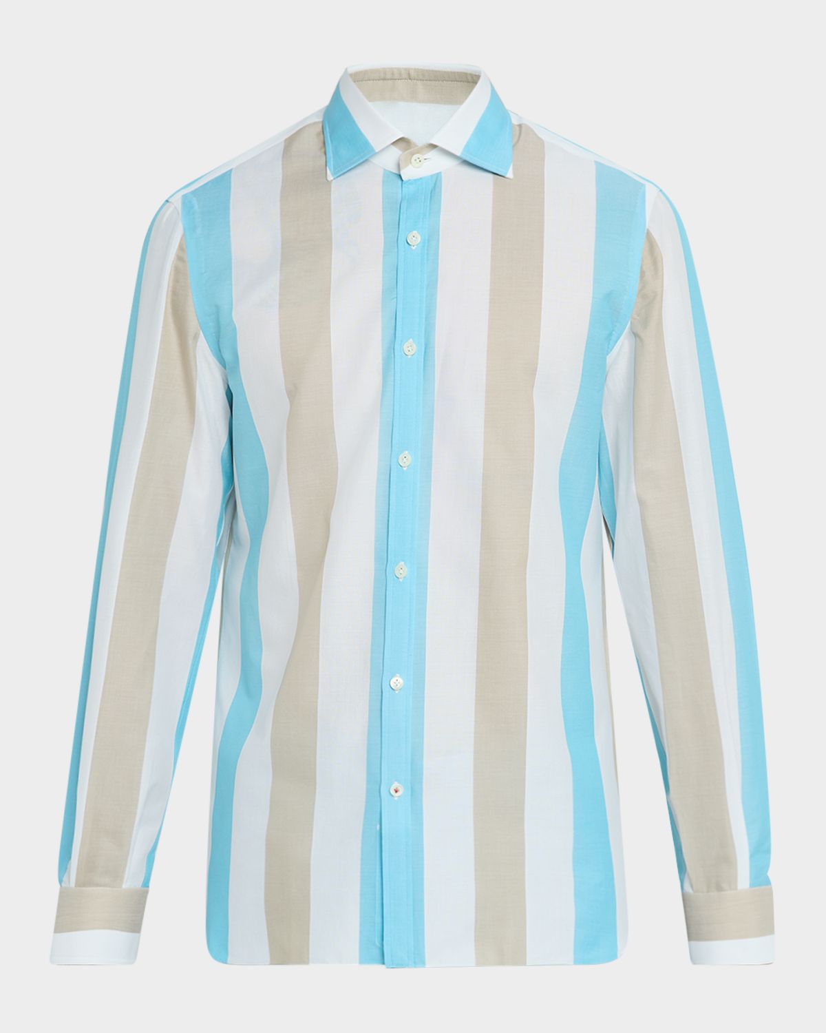 Isaia Men 's Cotton Awning Stripe Sport Shirt