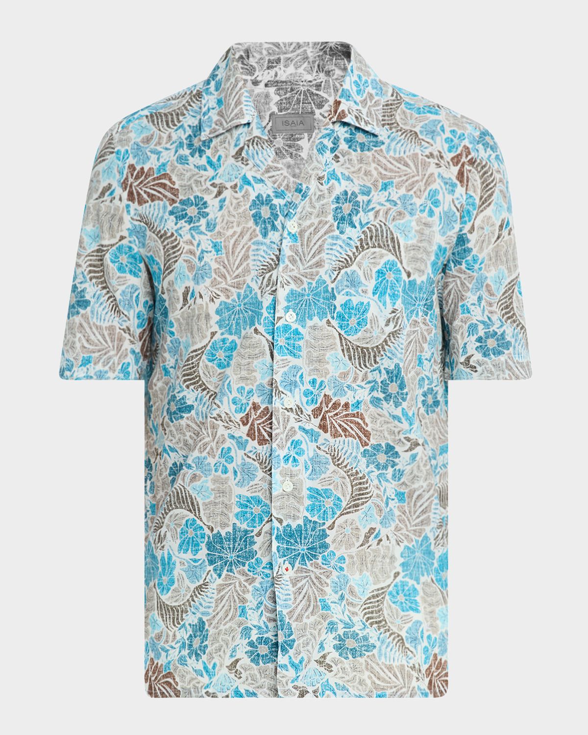 Isaia Men 's Cotton Floral Camp Shirt