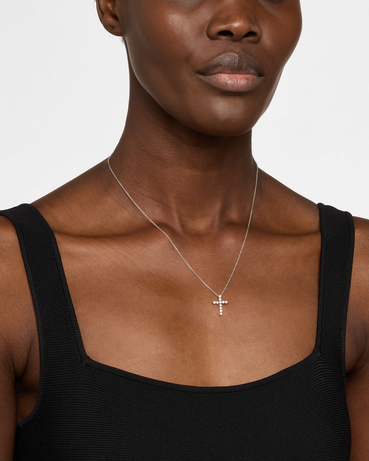 Neiman Marcus Diamonds 18K White Gold Diamond Cross Pendant, 0.33tcw
