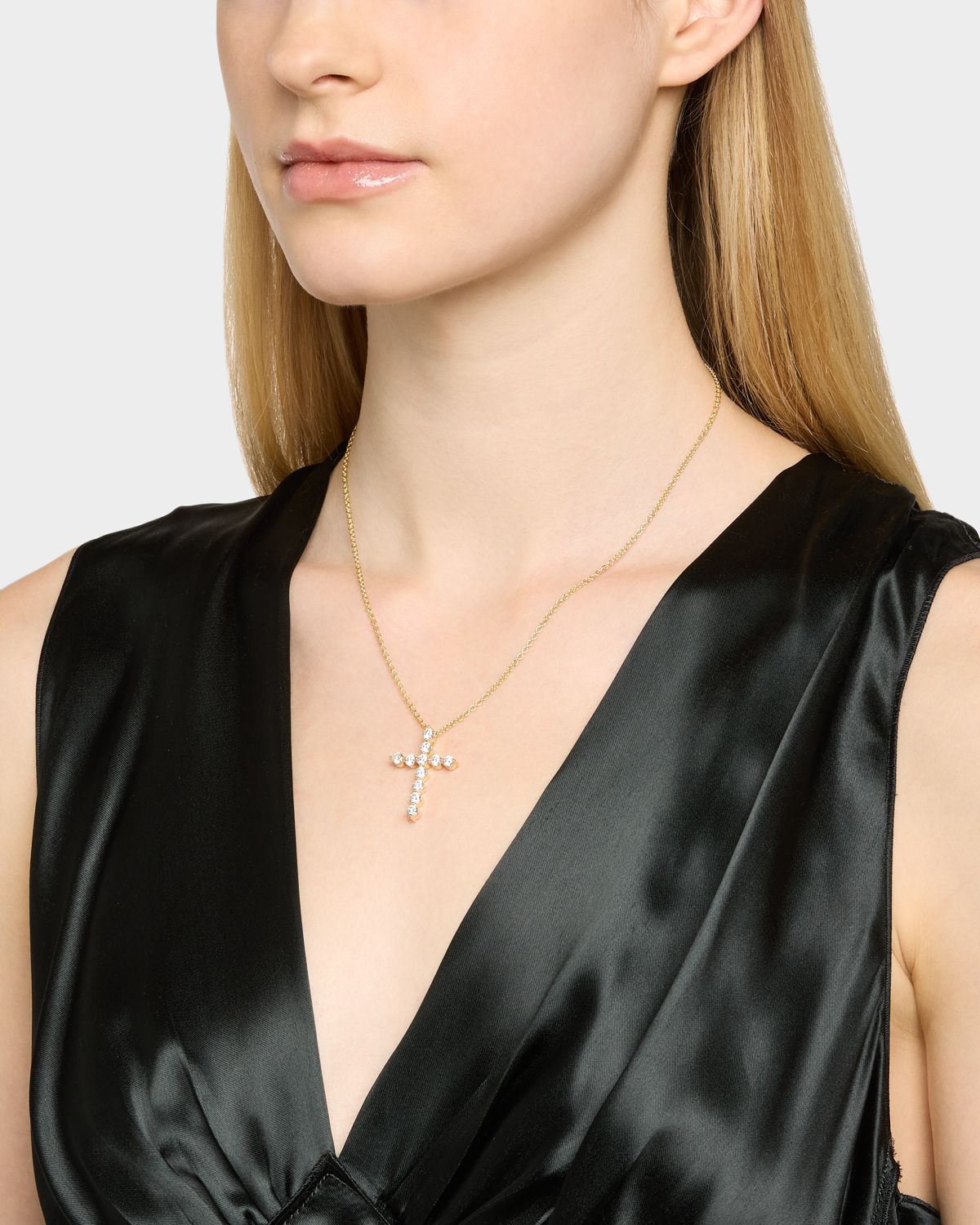 Neiman Marcus Diamonds 18K Yellow Gold Diamond Cross Pendant, 2.20tcw