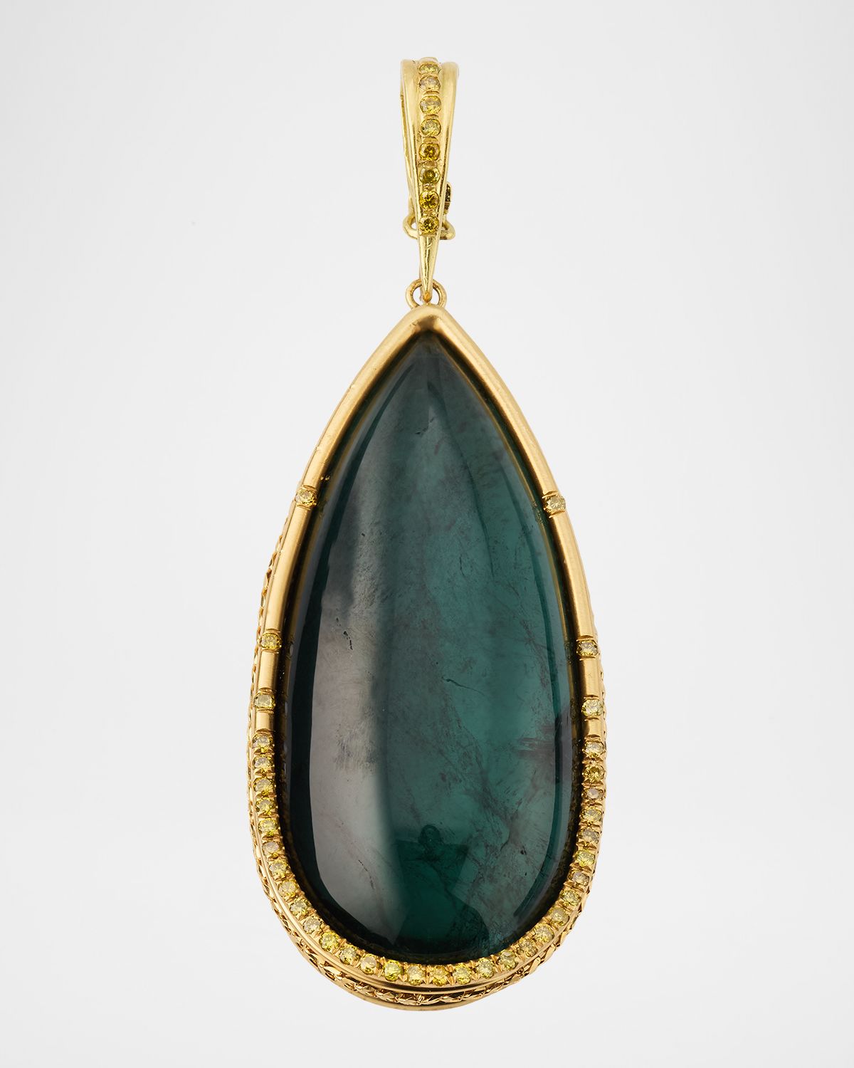 Dominique Cohen 18K Yellow Gold Limited Grande Drop Diamond and Tourmaline Pendant
