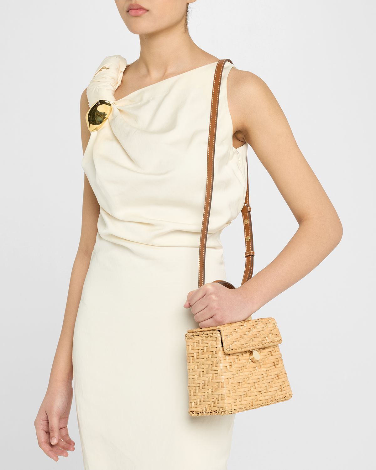 Cult Gaia Sybil Rattan Top-Handle Bag