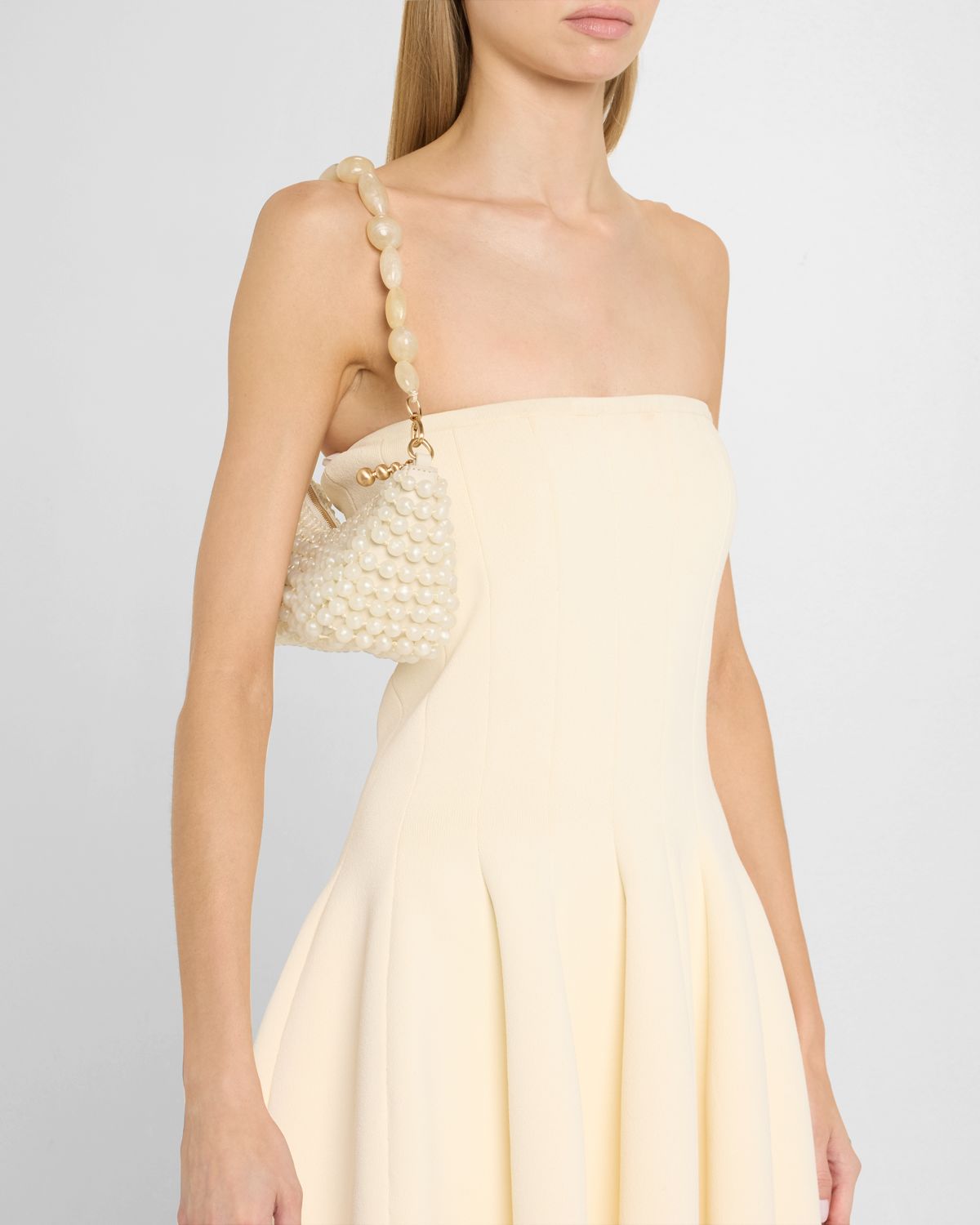 Cult Gaia Mercier Beaded Zip Shoulder Bag