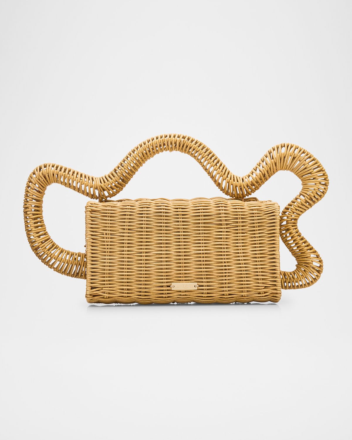 Cult Gaia Elsa Wavy Rattan Clutch Bag