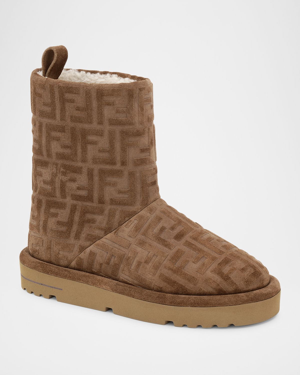 Fendi Shearling-Lined FF Embossed Leather Ski Boots