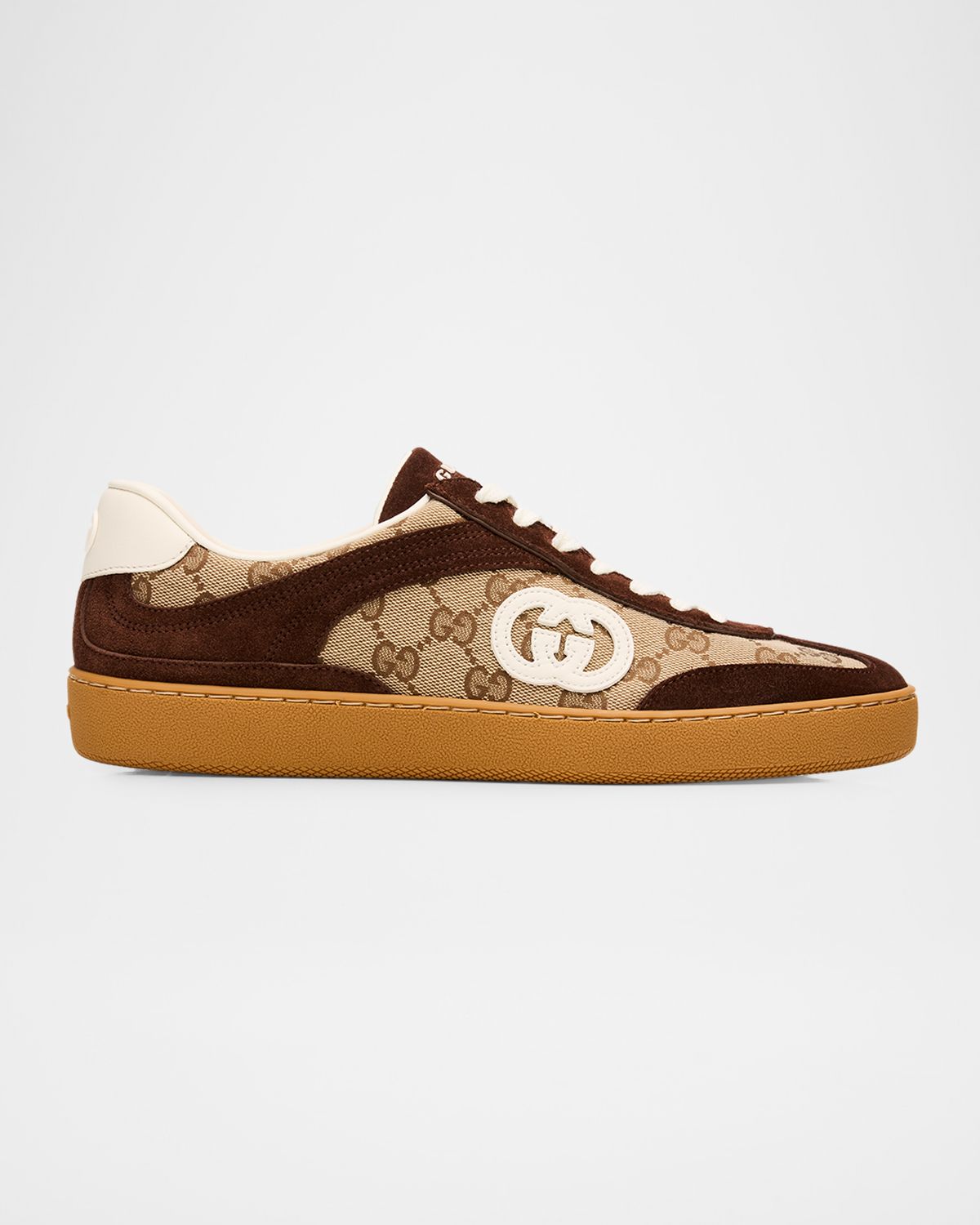 Gucci Men 's G75 Suede and GG Supreme Retro Low-Top Sneakers
