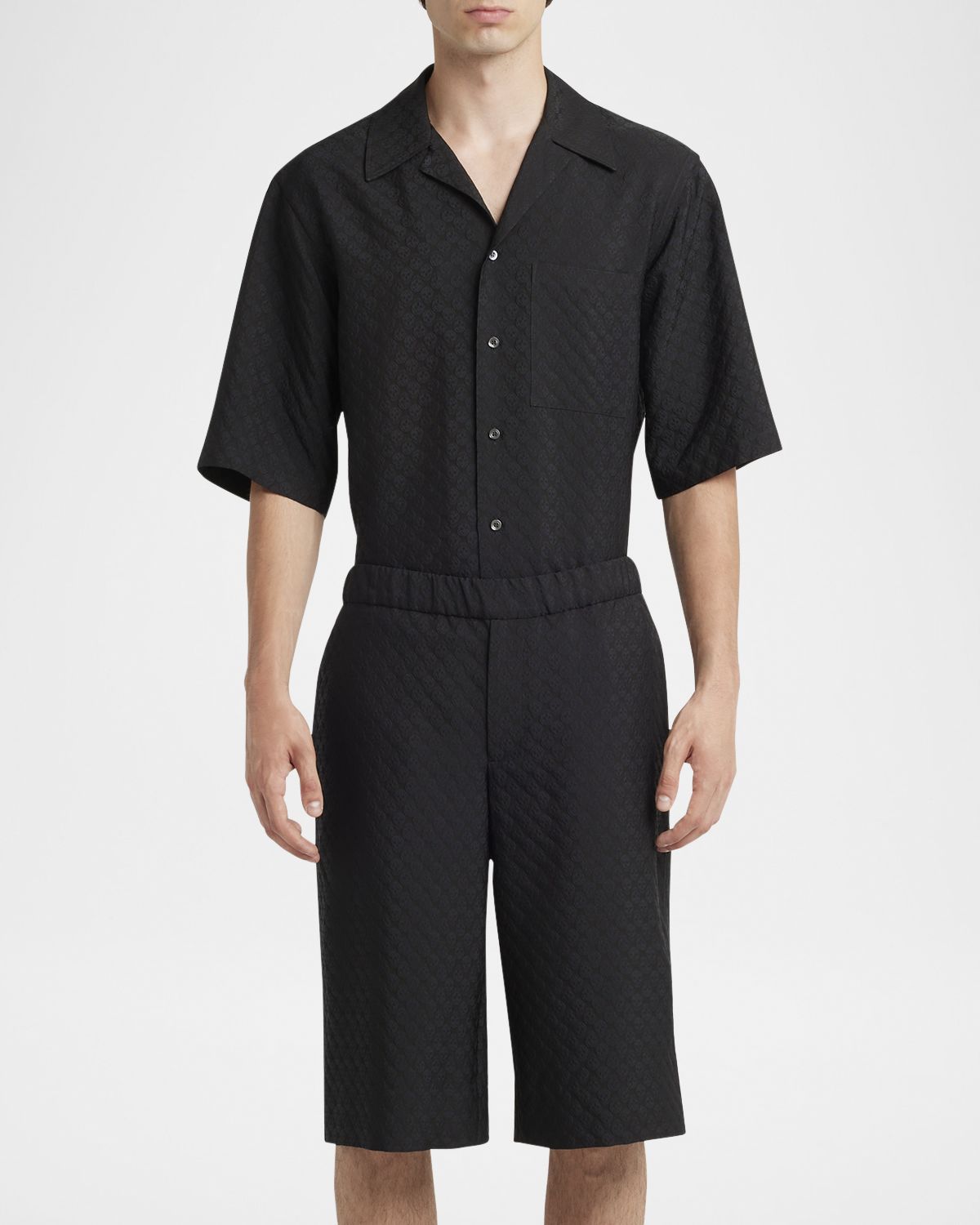 McQueen Men 's Skull Jacquard Pajama Shorts