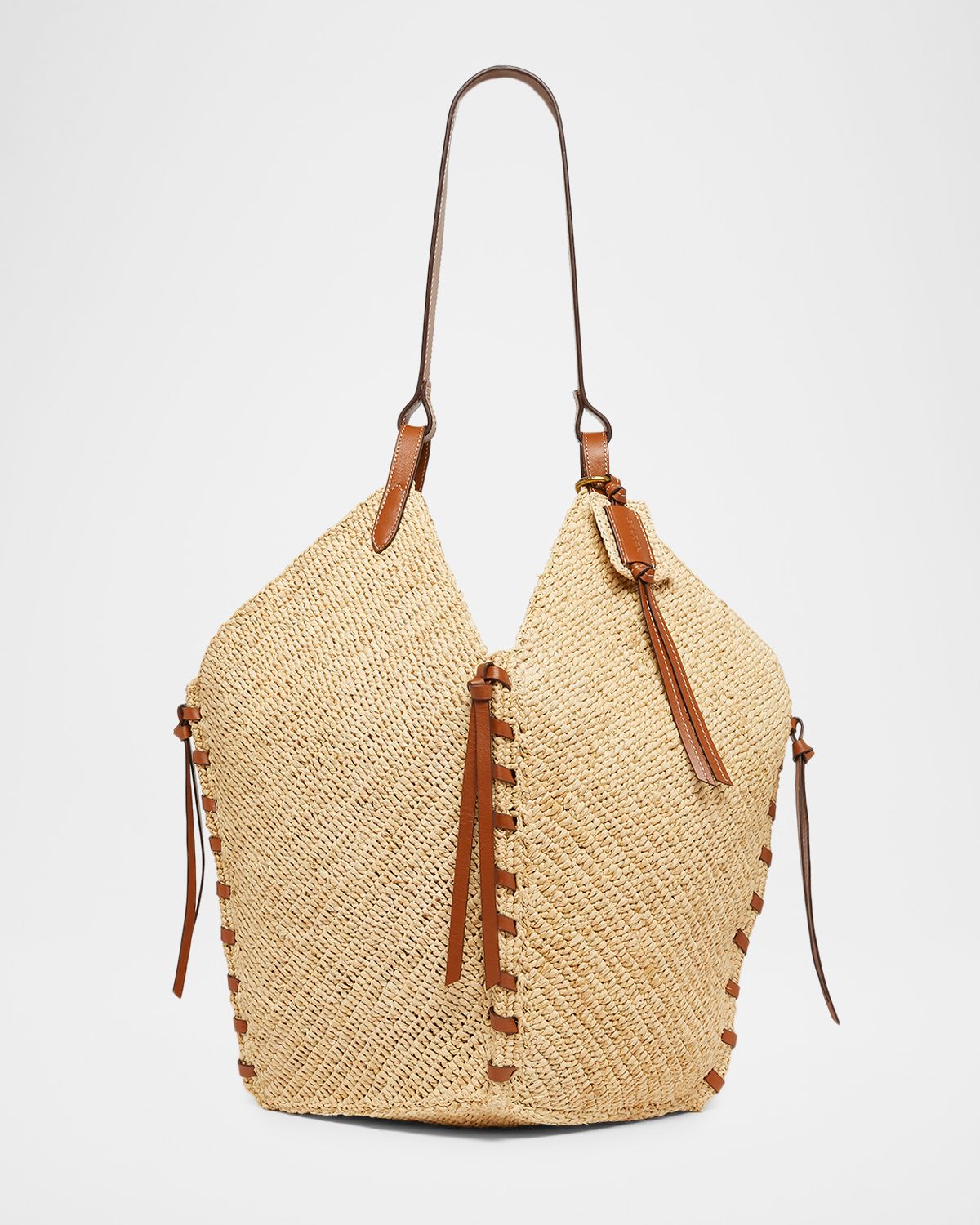 Isabel Marant Tampa Raffia & Leather Shoulder Bag